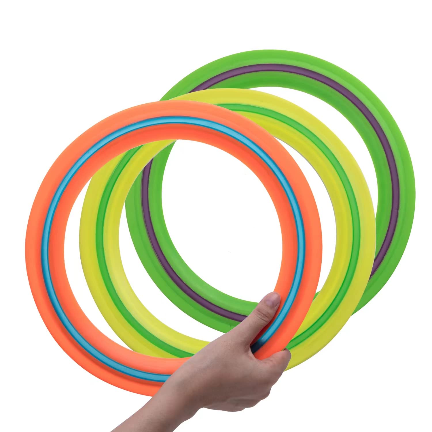 11 Inch Flying Discs for Kids & Adults - 3 Pack Soft Frisbee Rings for Beach, Backyard & Outdoor Sports - Best Gift for Boys & Girls Ages 3-10 (Orange, Yellow, Green) - Perfect for Family Fun, Picnics, Park Games & Summer Activities