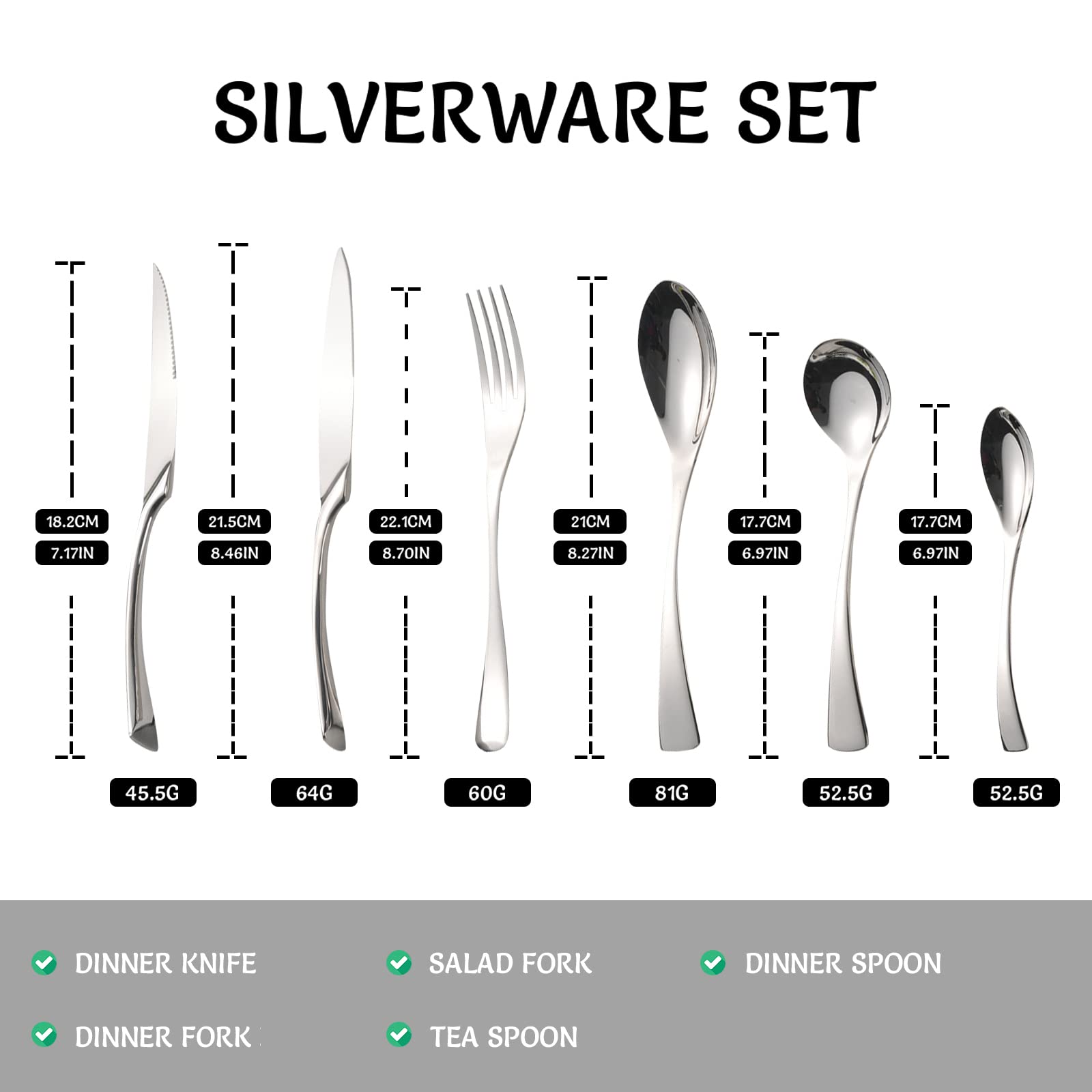 72-Piece Stainless Steel Flatware Set - 18/10 Dishwasher Safe Silverware for 12 People - Ergonomic Design Cutlery Set for Dining, Parties, and Everyday Use (72pcs)