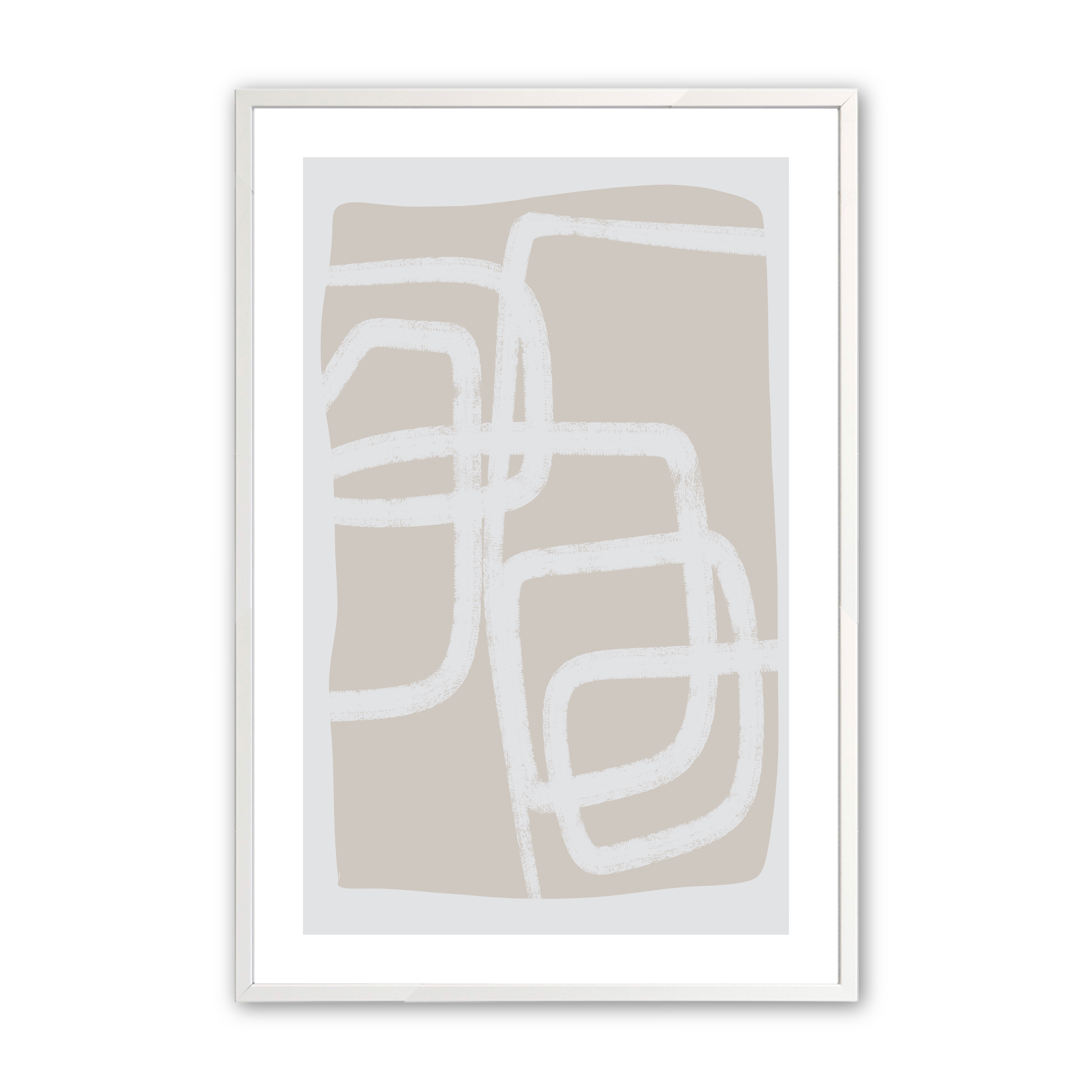 Greige Simple Abstract Line Drawing Art Prints - Set of 2 Minimalist Wall Decor for Living Room, Bedroom & Office