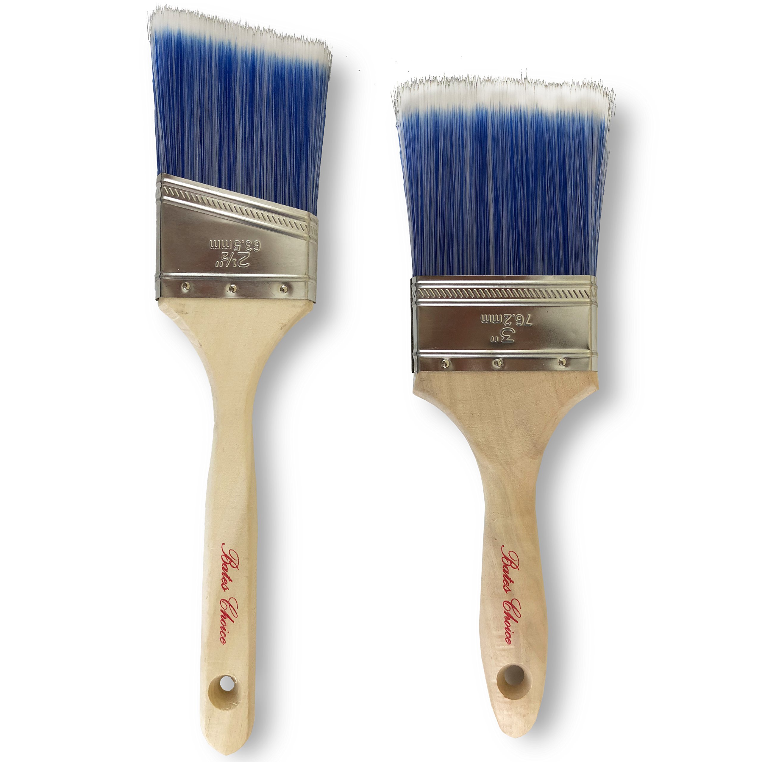 Premium Bates Paint Brushes 2-Pack - Professional Wood Handle Paintbrush Set for House, Trim & Sash Painting - Ideal for Interior Walls, Furniture & DIY Home Projects