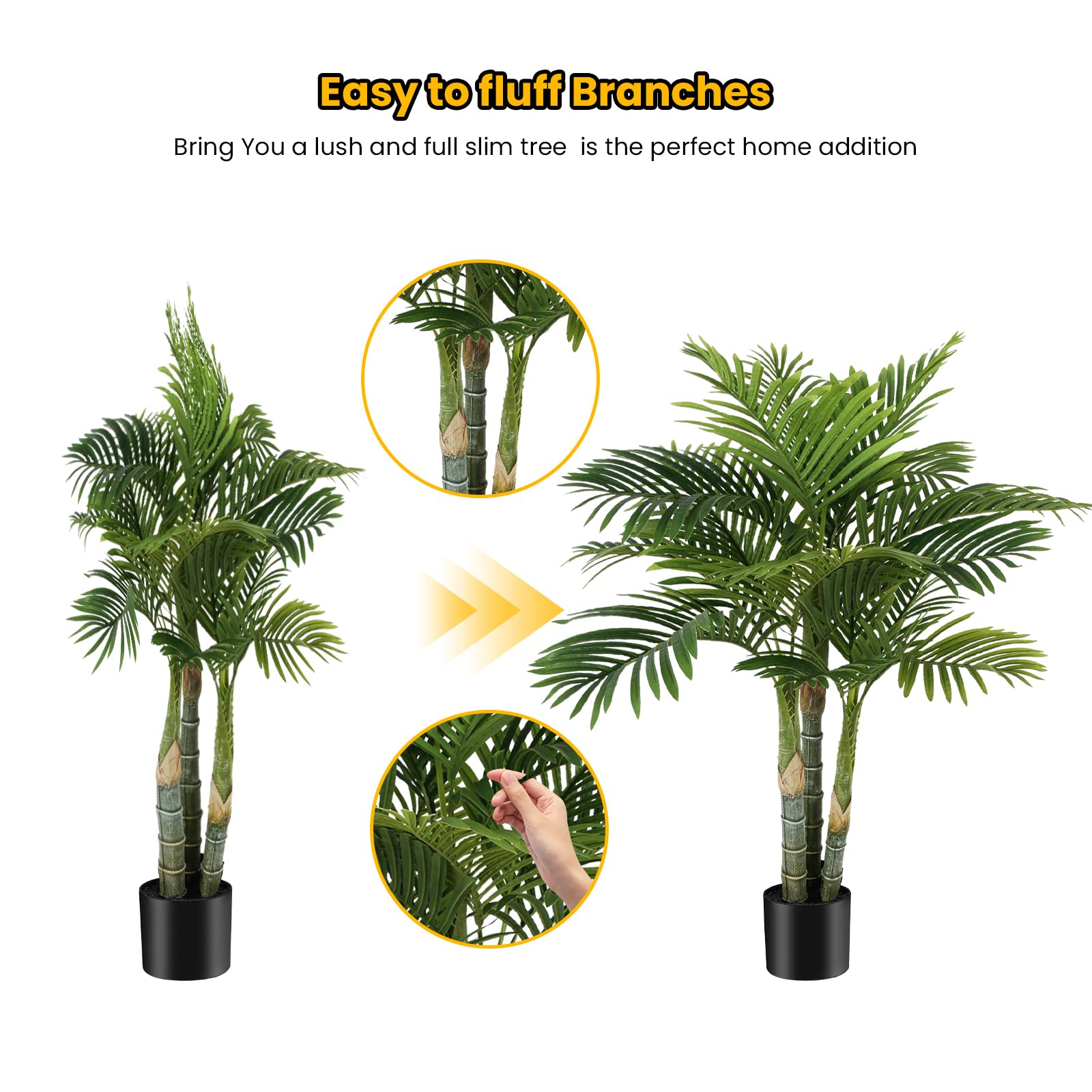 4FT Artificial Palm Tree 2-Pack - Realistic Fake Palm Plants for Home, Living Room, Front Porch, Patio, Pool & Office Decor - Perfect Housewarming Gift - Ideal for Tropical Themed Parties, Beach Weddings & Vacation Rental Styling