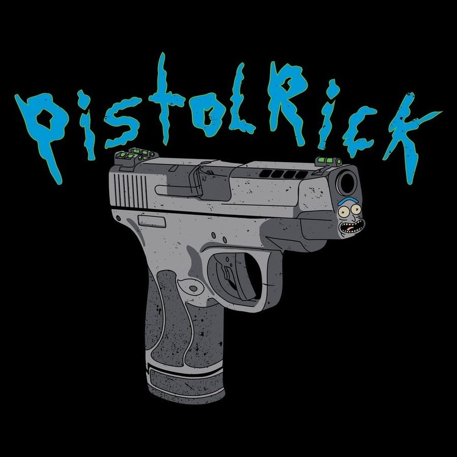 Pistol Rick Graphic T-Shirt for Men - Black Cotton Tee - Perfect for Casual Wear, Cosplay & Rick and Morty Fans