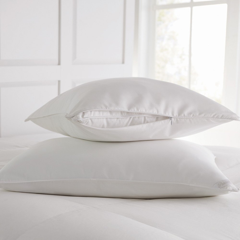 Peacock Alley Hypoallergenic Down Alternative Pillow - Medium Softness Standard Size with 400 Thread Count Sateen Pillow Protector | Allergy-Free Comfort for Bedroom, Guest Room & Hotel Use