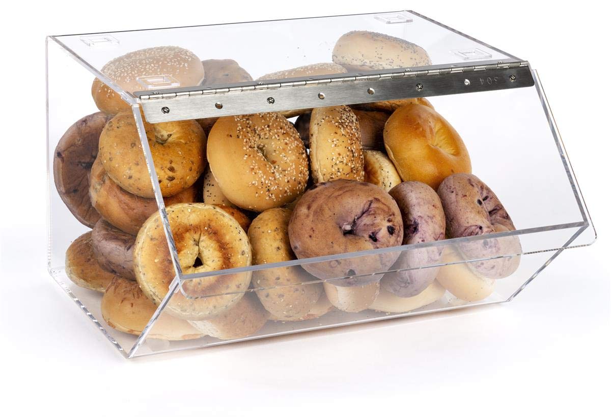 Clear Stackable Pastry Display Case with Hinged Door - Perfect for Bagels, Donuts, Cakes & Baked Goods - Ideal for Bakeries, Cafes, and Food Service Businesses