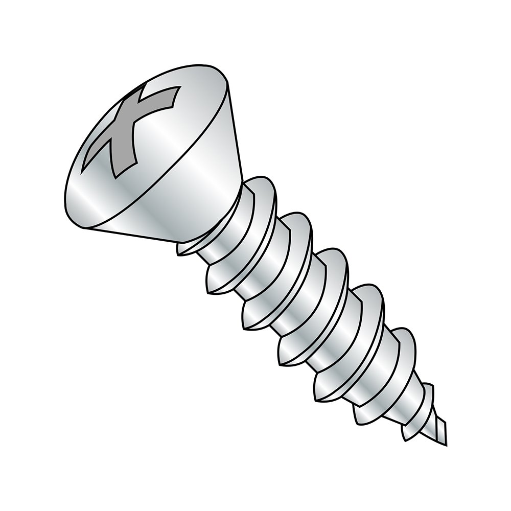 Small Parts 1416ABPO Zinc Plated Steel Sheet Metal Screw, 82° Oval Head, Phillips Drive, Type AB, 1/4