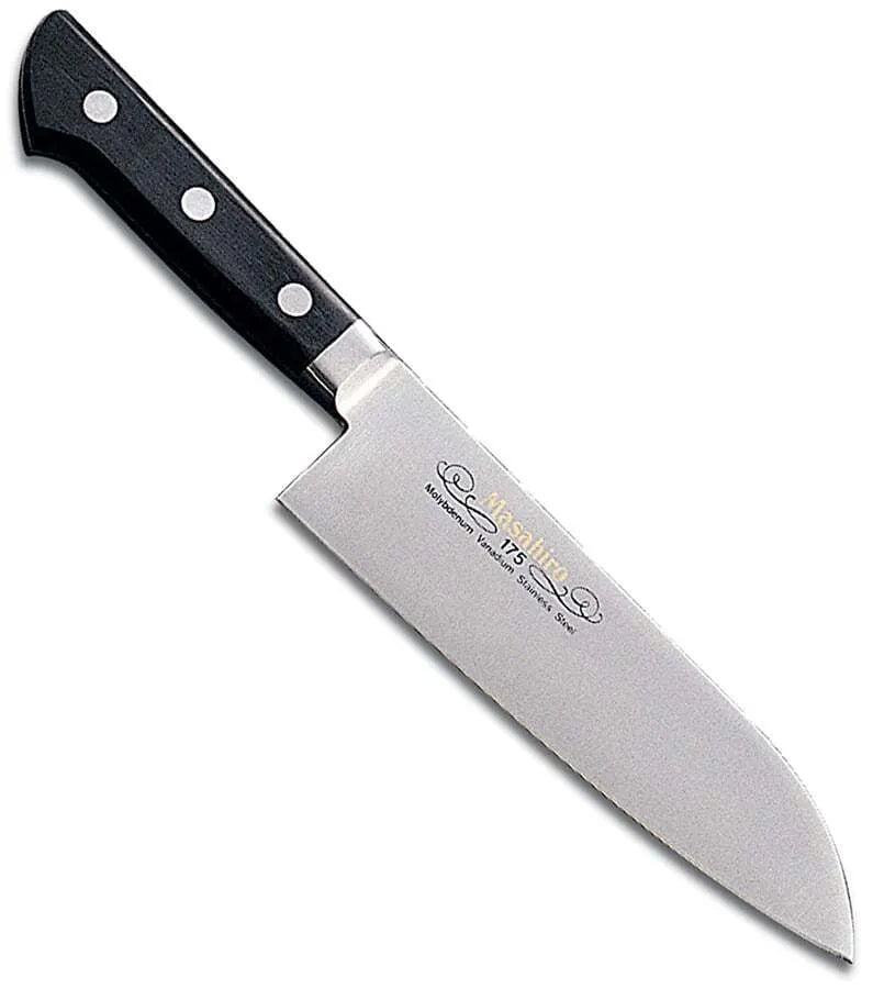 Masahiro MV Steel Santoku Knife - 7 Inch Japanese Chef Knife for Precision Slicing, Dicing & Chopping - Perfect for Home Cooks & Professional Kitchens