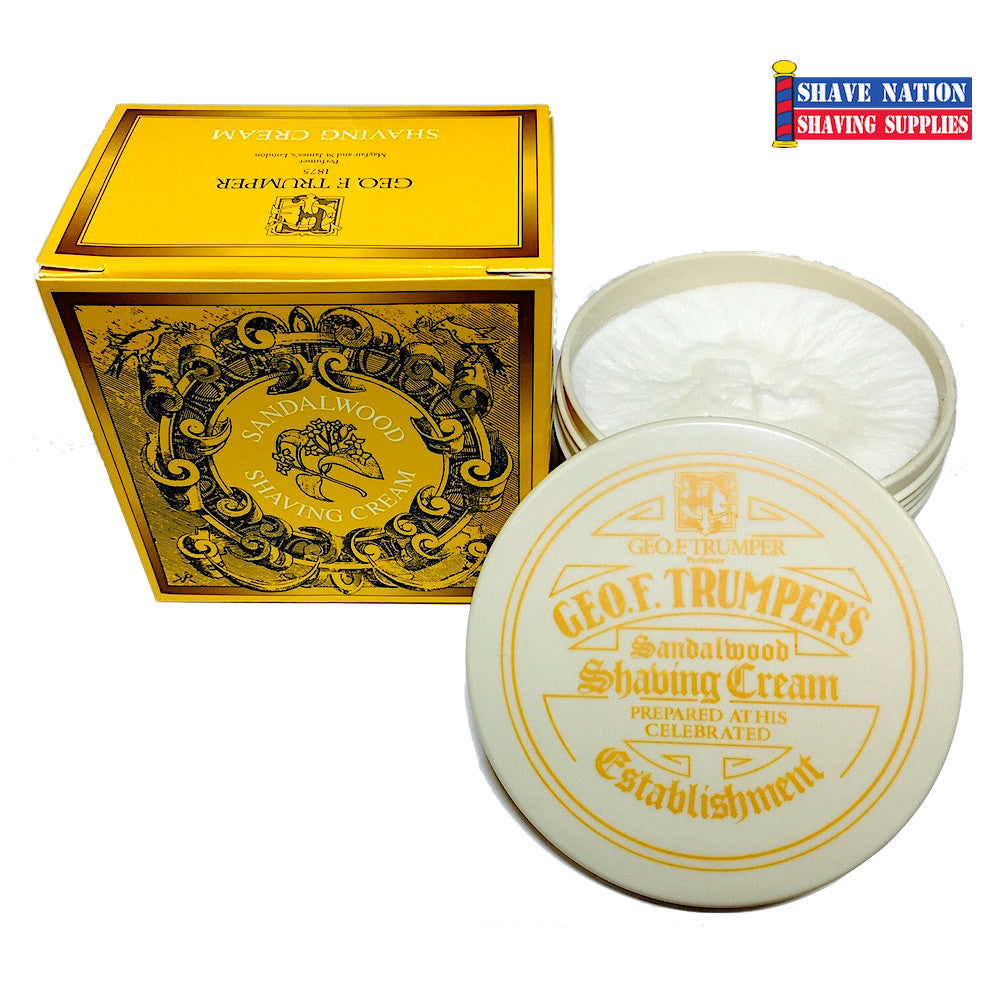 Geo F Trumper Sandalwood Shaving Cream for Men - Luxury Barber-Grade Shaving Soap with Natural Ingredients - Perfect for Sensitive Skin & Close Shaves at Home or Travel