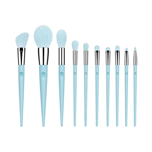 BTYAY 10-Piece Professional Blue Makeup Brush Set - Powder, Blush, Eyeshadow & Highlighter Brushes with Pen Holder | Perfect for Makeup Artists & Beginners | Home, Travel & Salon Use