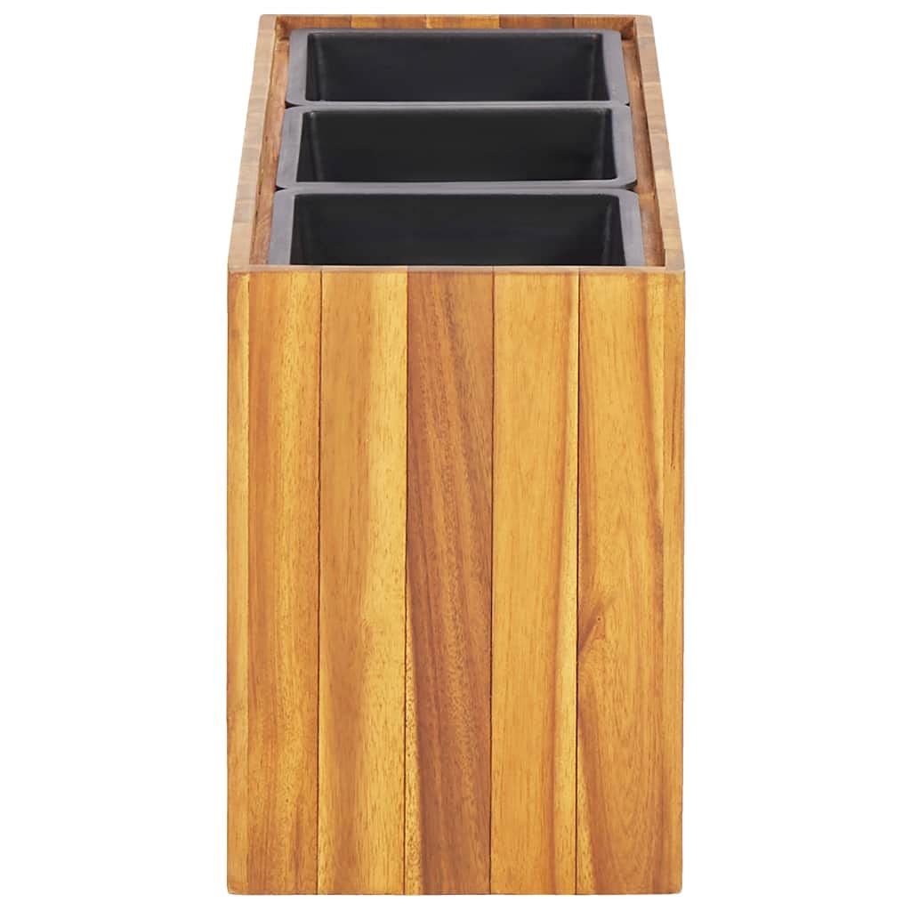 Premium Rectangular Flower Pot Set - 3 Solid Acacia Wood Planters for Indoor & Outdoor Use | Patio, Deck, Balcony, Garden Raised Bed | Perfect for Home Decor, Gardening & Landscaping