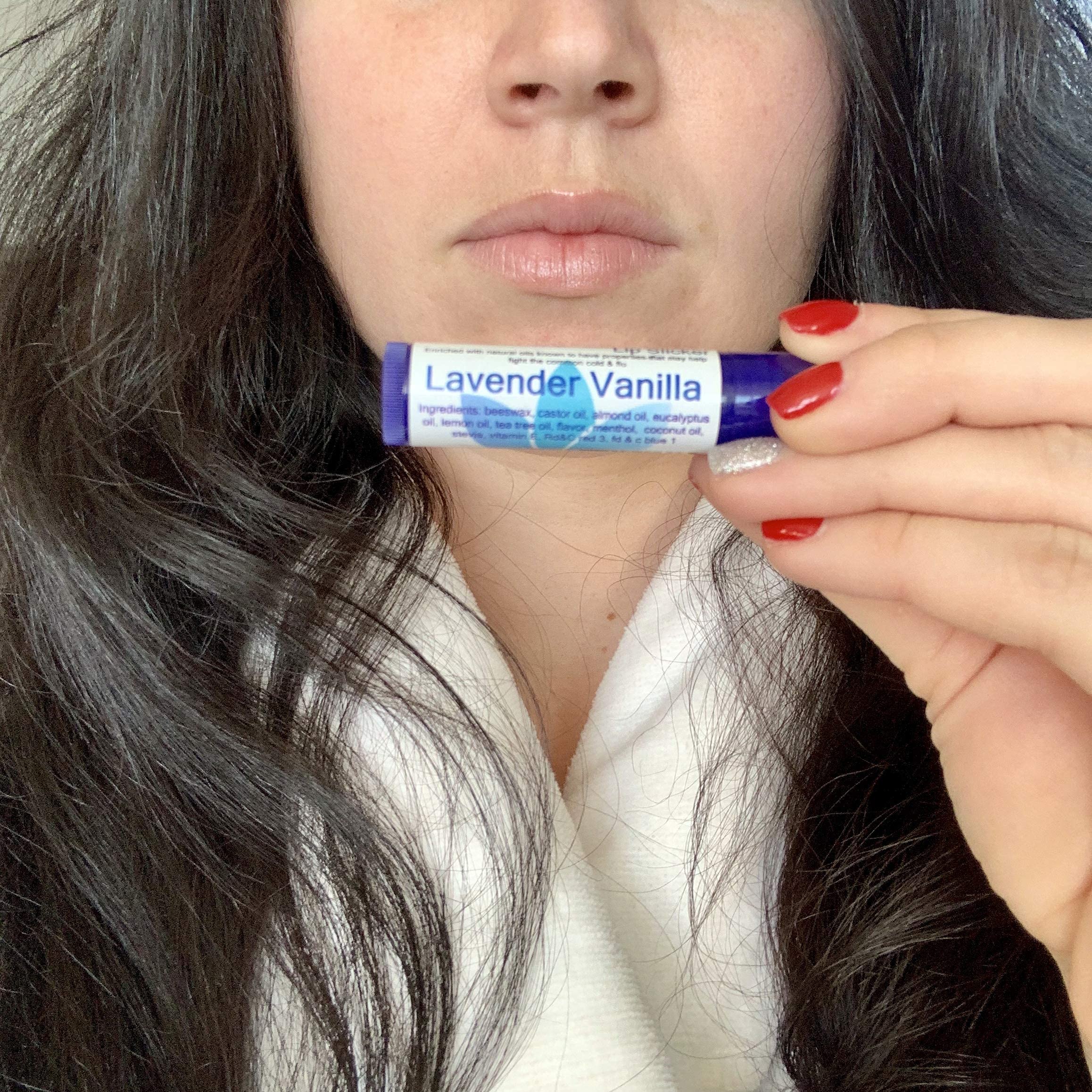 Diva Stuff Cold Kicker Lip Slicker - Lavender Vanilla Flavor Lip Balm for Dry, Chapped Lips | Soothing & Nourishing with Menthol | Perfect for Winter, Skiing & Outdoor Activities