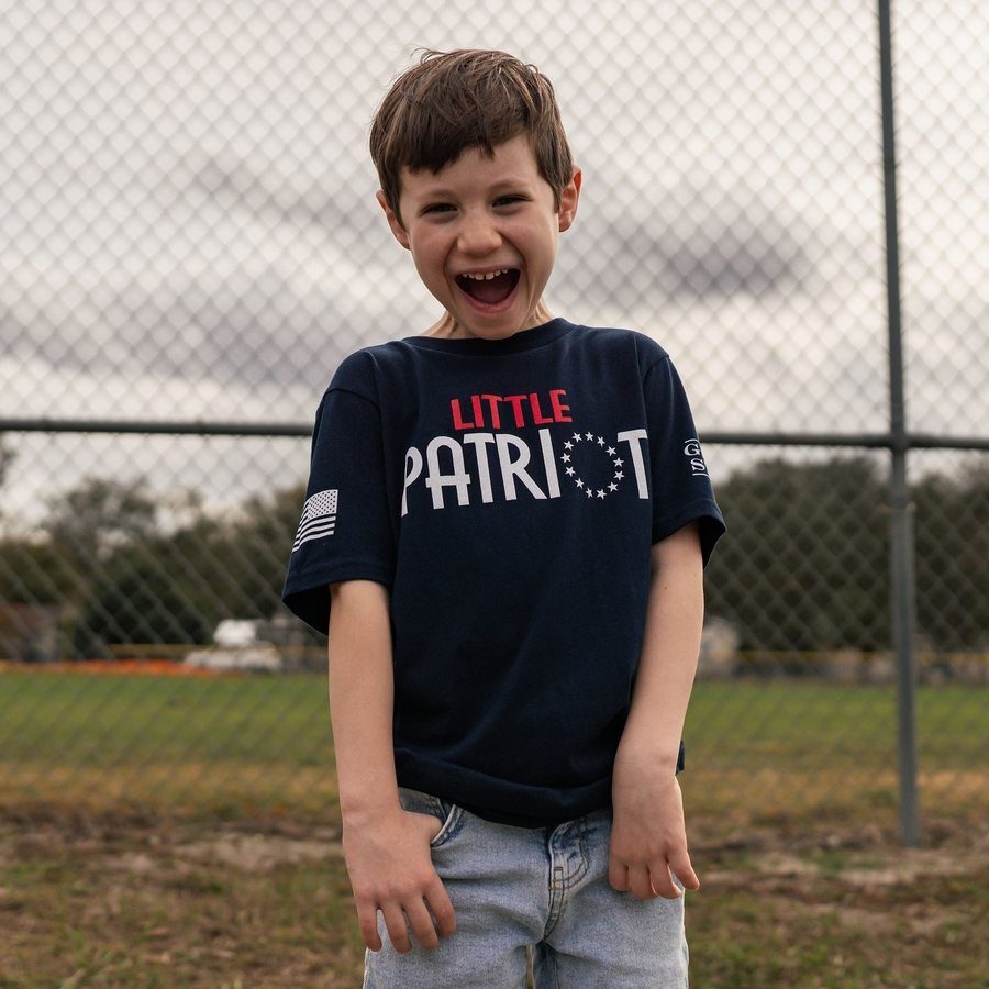 Youth Little Patriot T-Shirt - Midnight Navy | Patriotic Kids Apparel for 4th of July & Memorial Day