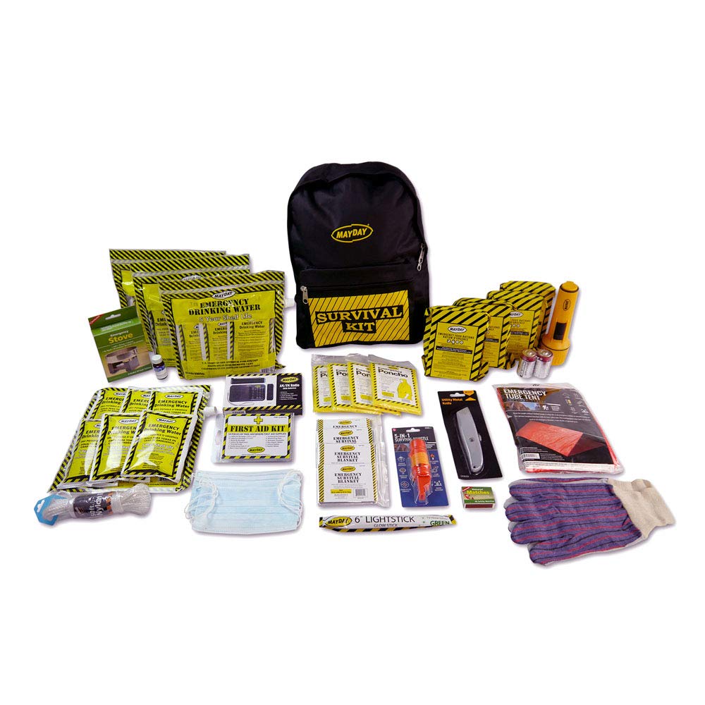 Mayday Deluxe 4-Person Emergency Survival Backpack Kit - 72-Hour Disaster Preparedness Gear for Camping, Hiking & Outdoor Adventures