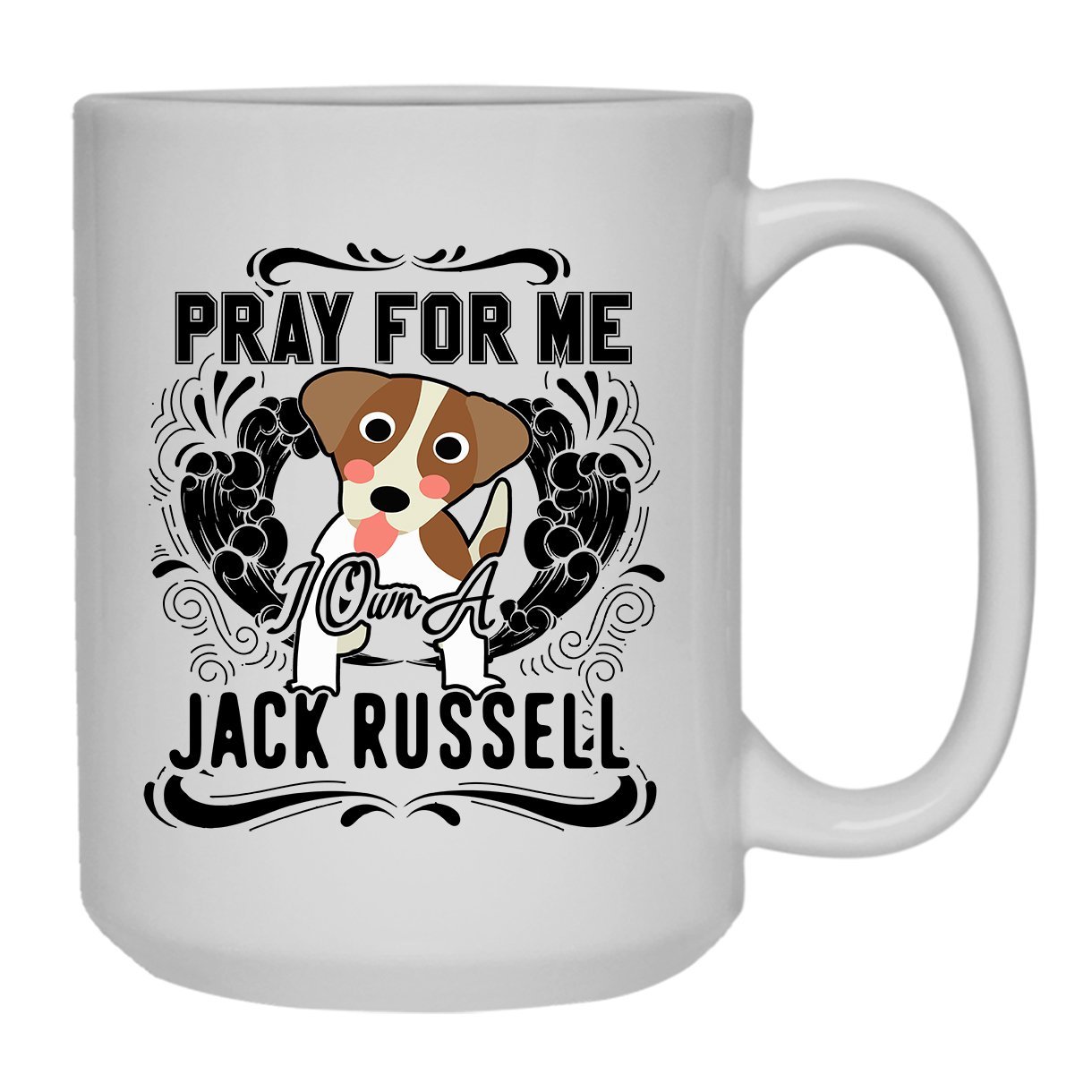 Pray For Me I Own A Jack Russell Coffee Mug - 15 oz Large Ceramic Cup for Tea, Coffee & Hot Drinks - Perfect Gift for Dog Lovers, Home & Office Use
