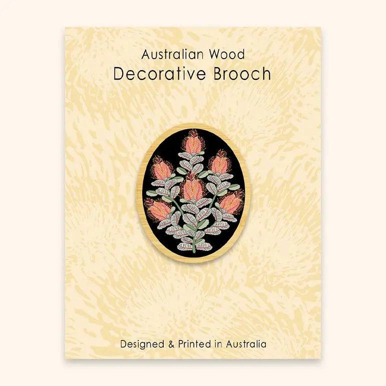 Handmade Coral Banksias Wooden Brooch - Natural Wood Flower Pin for Women - Perfect for Weddings, Parties, and Everyday Fashion Accessories