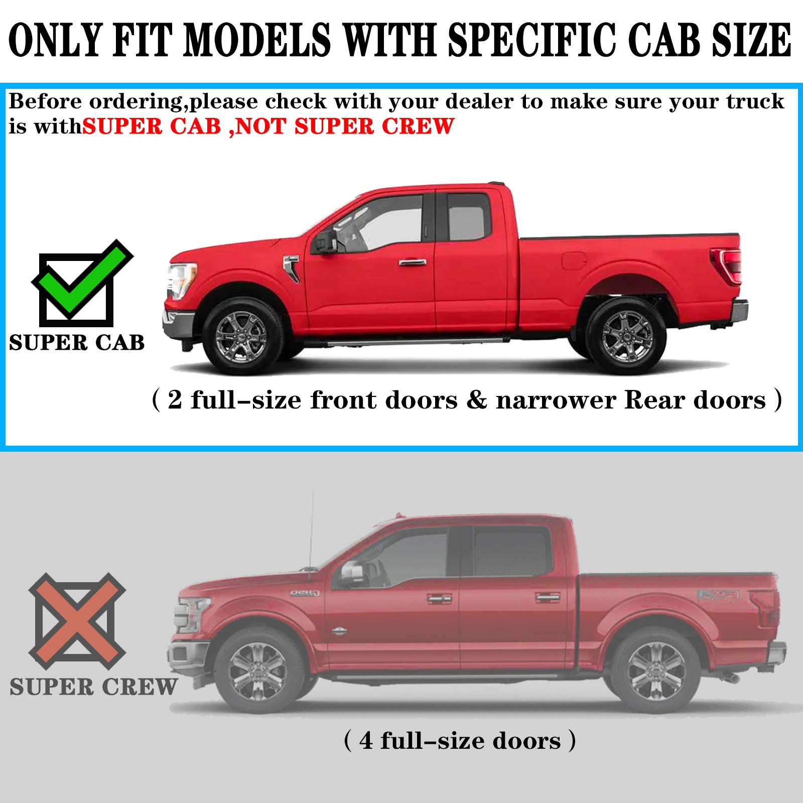 COMNOVA OE Style 6 Inch Side Running Boards Nerf Bars - Fit 1999-2016 Ford F250 F350 Super Duty Extended Cab Pickup (3/4 Size Rear Doors) - Heavy Duty Truck Side Steps for Easy Entry & Off-Road Protection