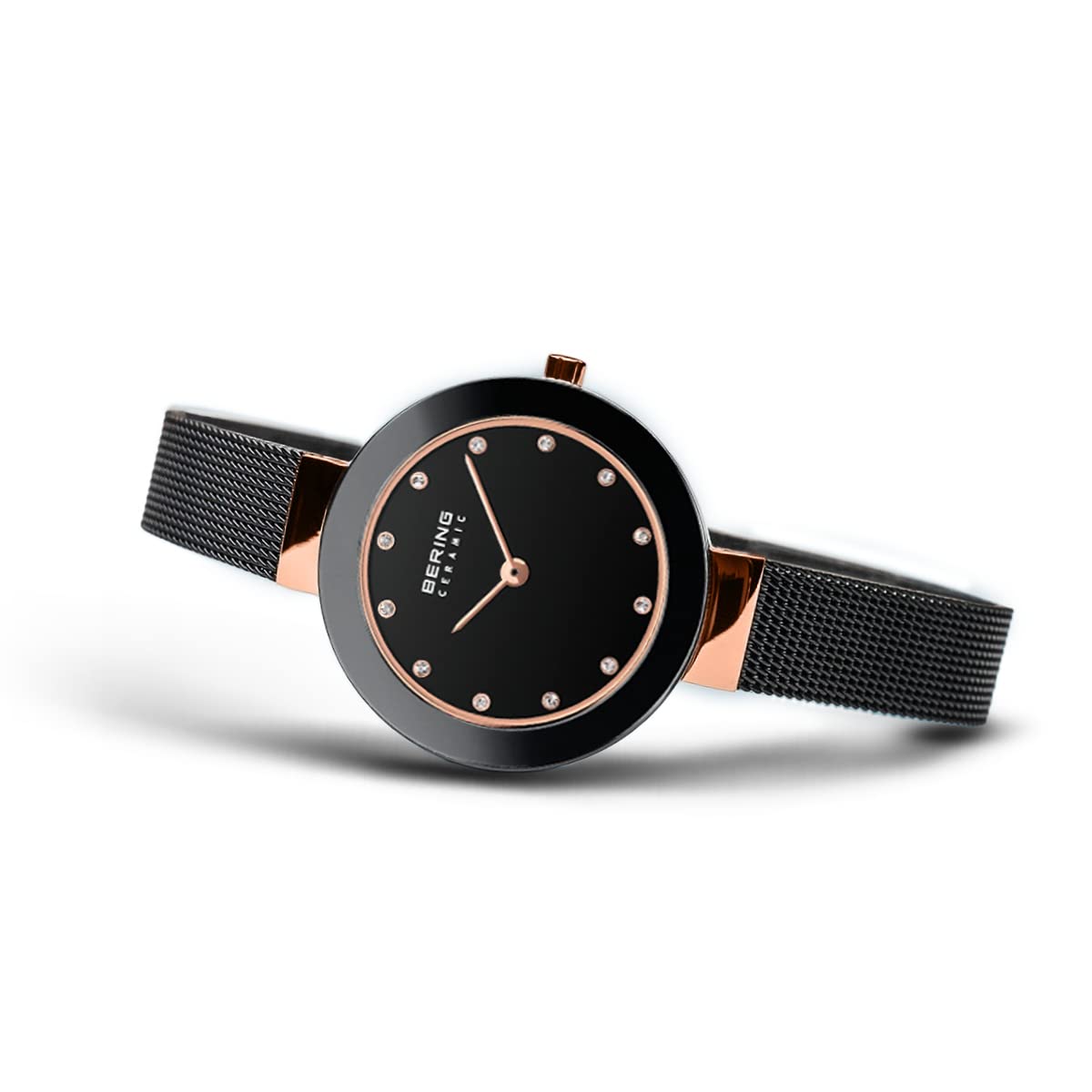 BERING Women's Ceramic Watch with Quartz Movement, Stainless Steel Case & Sapphire Crystal Glass - Elegant Timepiece for Office, Party & Everyday Wear