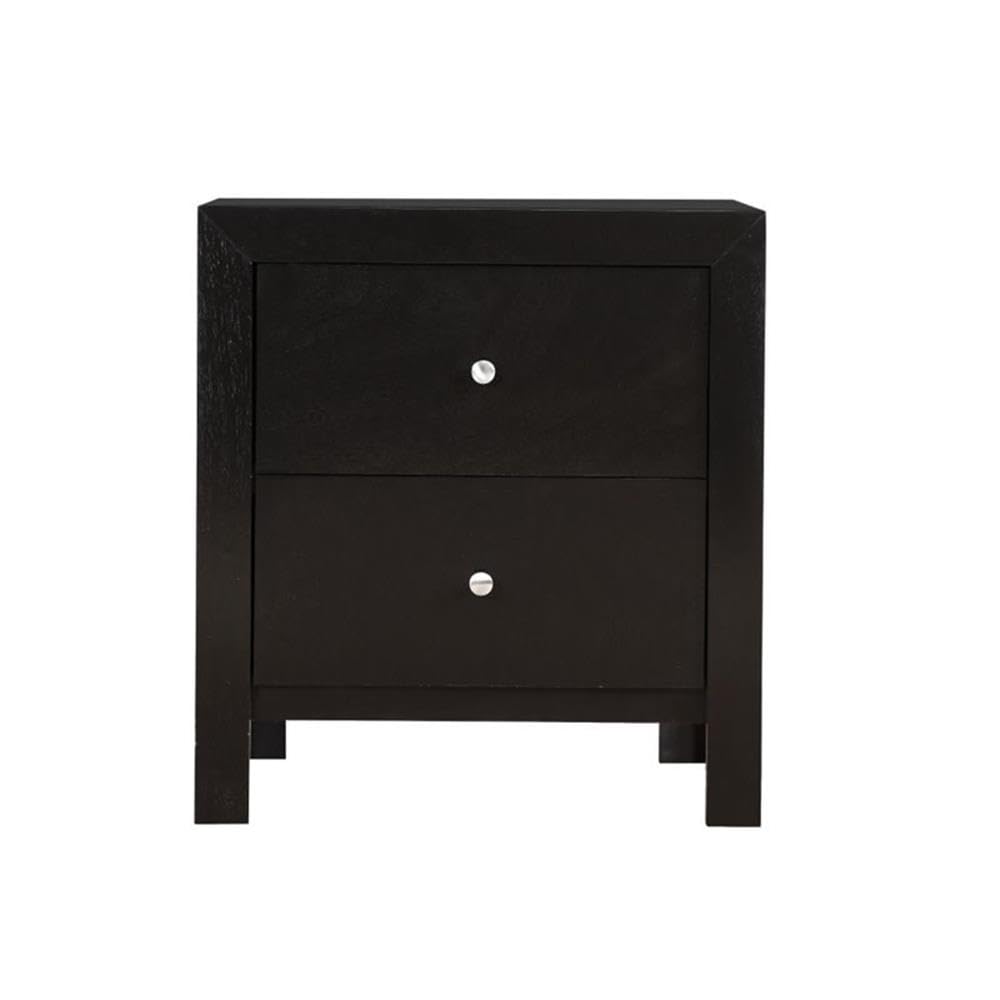 Black Glory Furniture Burlington 2-Drawer Nightstand - Modern Bedside Table with Storage for Bedroom, Guest Room & Dorm