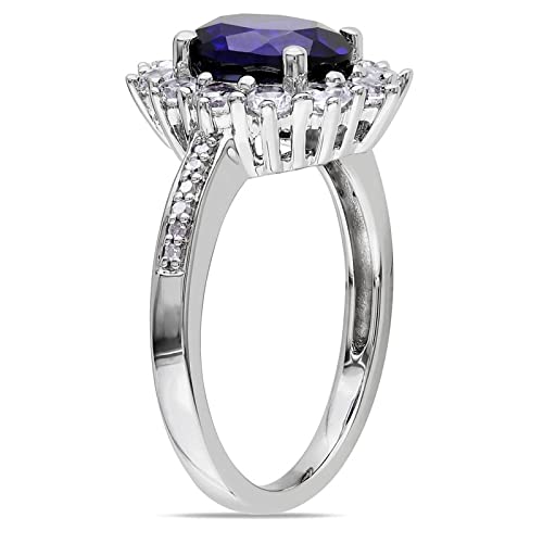 Natural Certified Blue Sapphire (Neelam) Astrological Ring - 92.5 Sterling Silver Diamond Ring for Men & Women - Perfect for Healing, Wealth & Spiritual Protection Jewelry