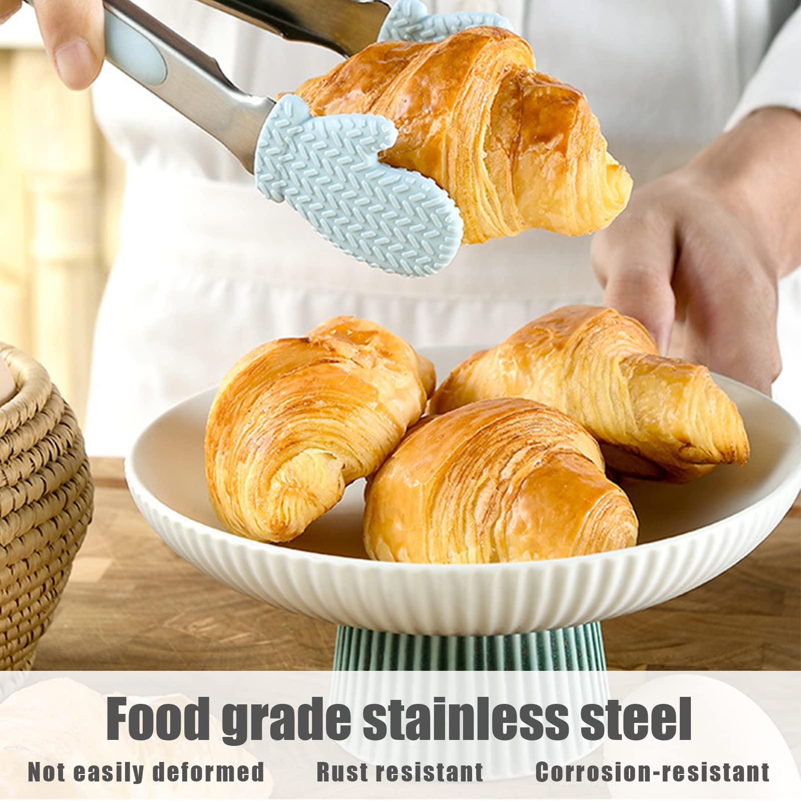 2Pcs Non-Slip Silicone Cooking Utensils Set - Heat-Resistant Salad Tongs & Serving Tongs (9'' & 12'') for Kitchen, BBQ, Picnic - Apricot Color Kitchen Tools for Cooking, Serving & Food Prep