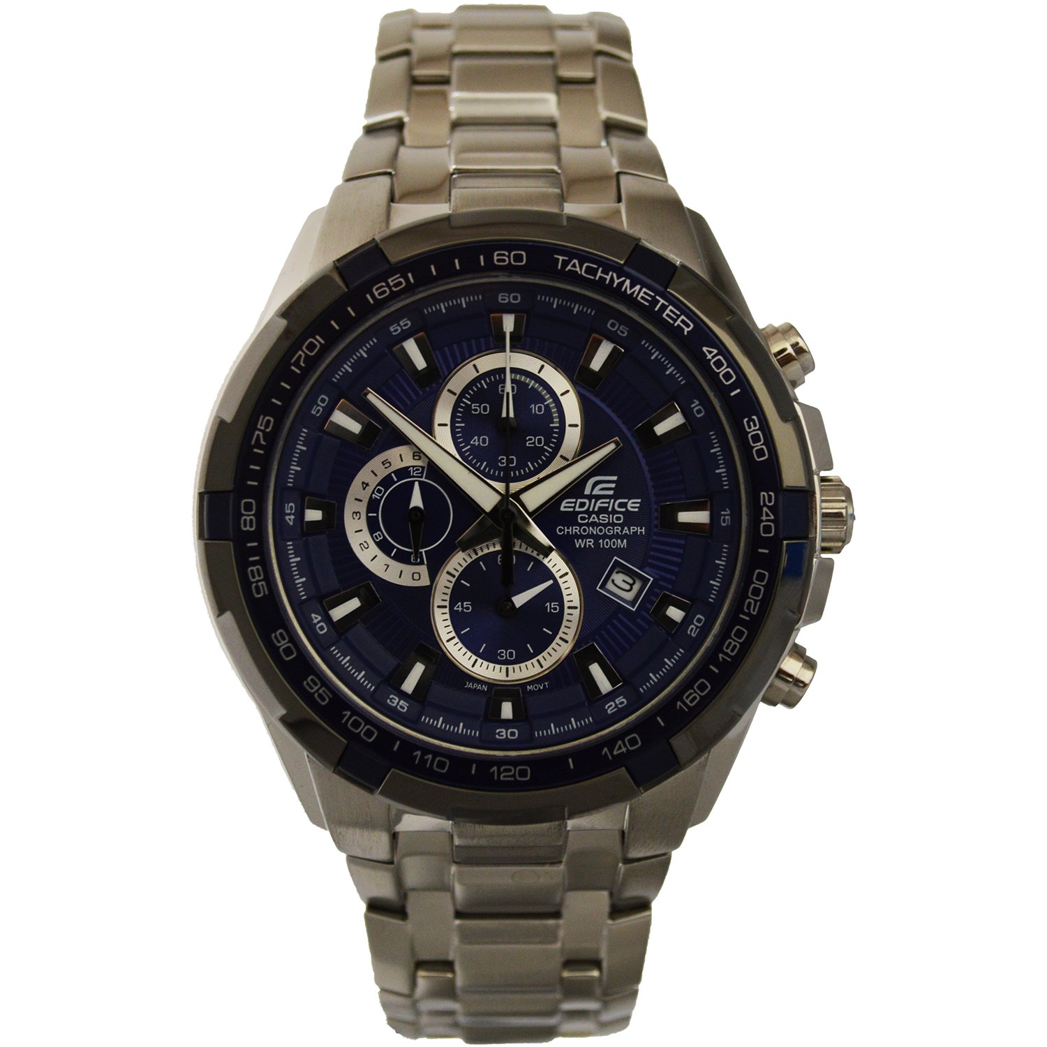 Casio EF-539D-2AV Edifice Men's Stainless Steel Chronograph Watch with Tachymeter - Water Resistant Sports Watch for Running, Swimming & Outdoor Activities
