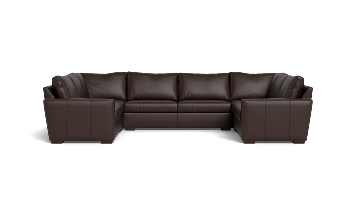 Mas Mesa 166 Deep Leather Condo U Sectional Sofa - Luxurious Genuine Leather Living Room Furniture for Modern Home & Office Use