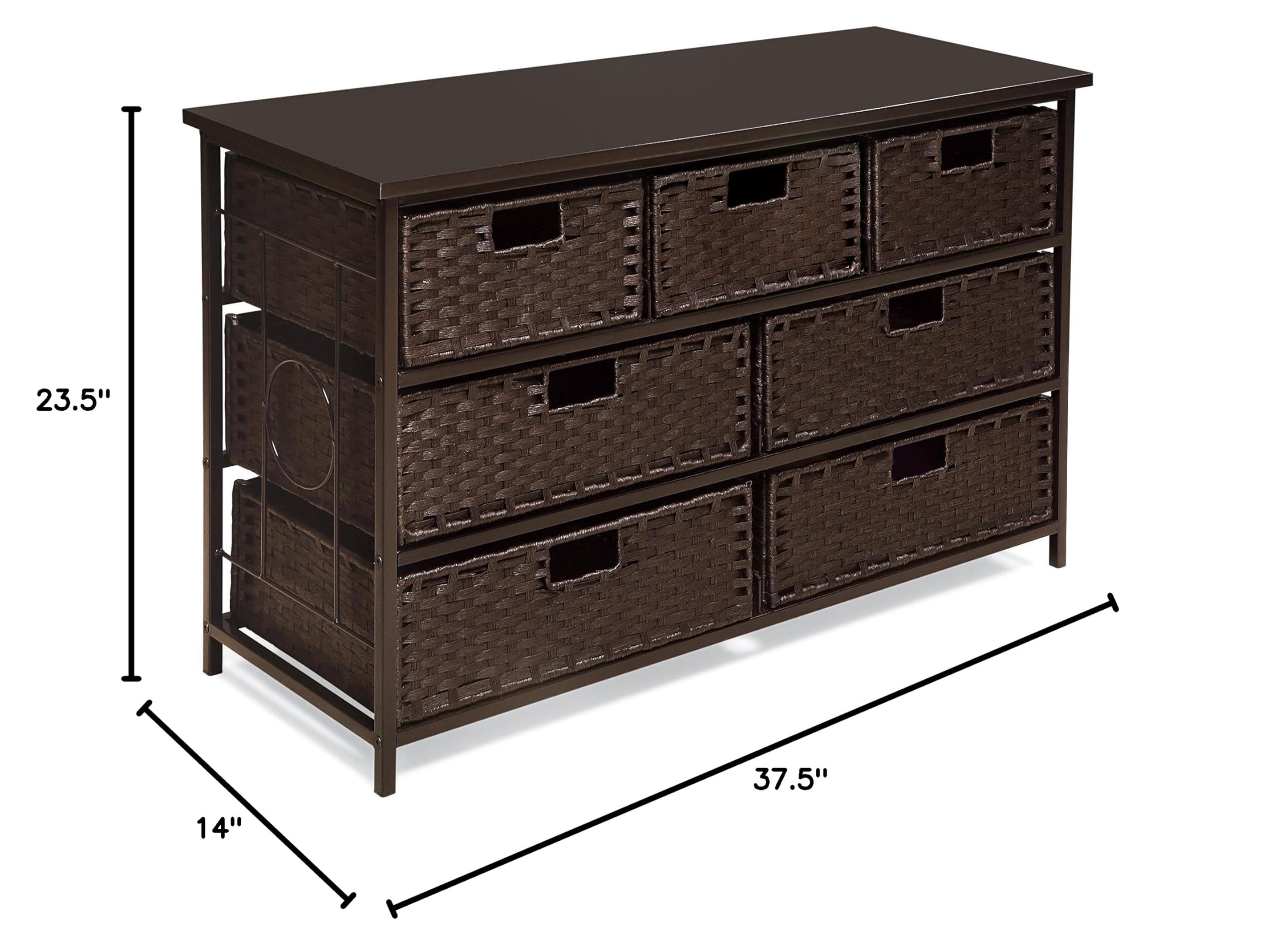 Badger Basket August Collection 7-Drawer Woven Toy Storage Organizer - Espresso Finish | Kids Room Organization, Nursery Storage & Playroom Decor