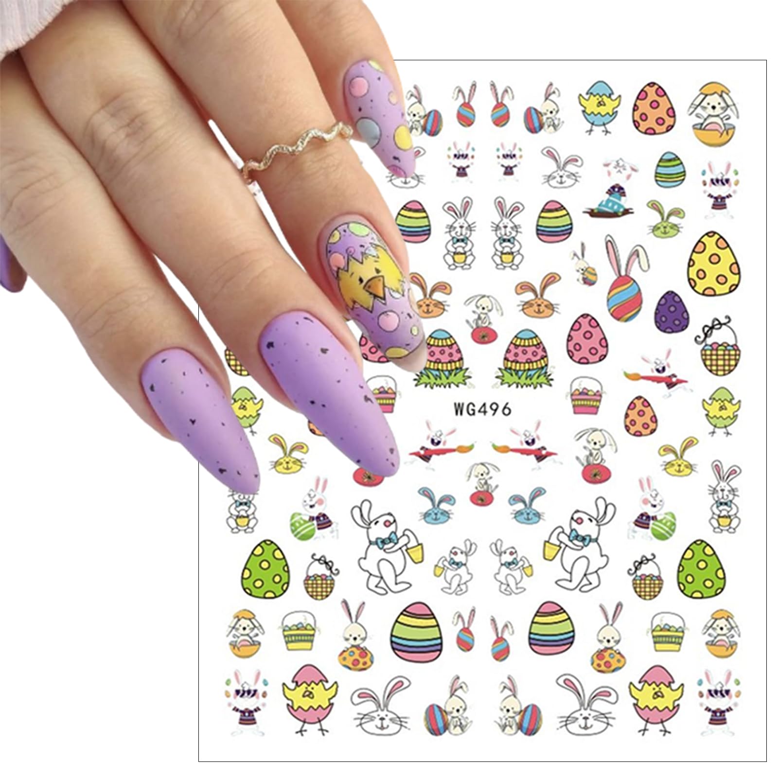 3D Easter Bunny Nail Stickers - Cute Easter Egg Design for Women & Girls - Perfect for Easter Day Nail Art
