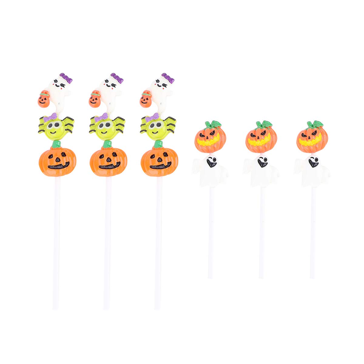 PRETYZOOM 6-Piece Cartoon Resin Cake Toppers - Pumpkin Ghost & Spider Ghost Style Decorations for Birthday Parties, Cupcakes & Festive Cakes | Perfect for Halloween, Kids Celebrations & Dessert Table Displays