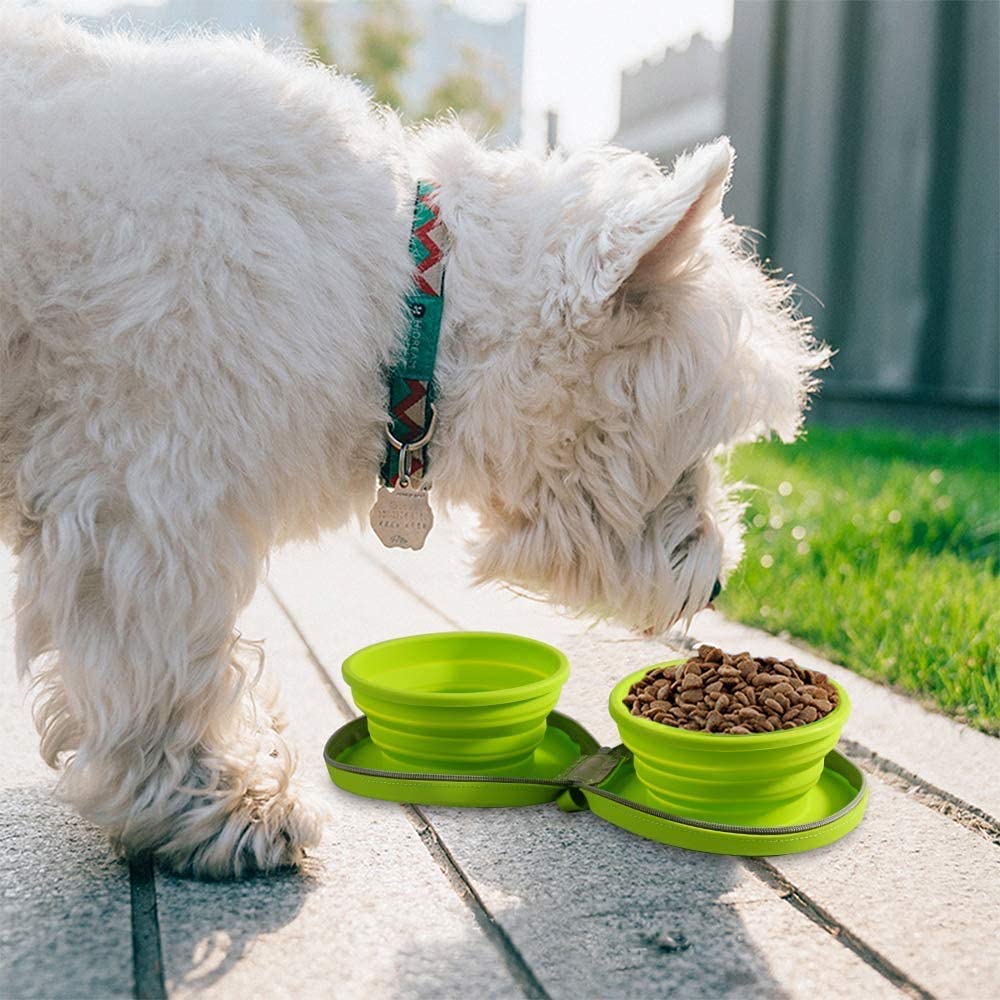 Collapsible Dog Bowl for Large Dogs - Portable Travel Water Bowl & Bottle for Outdoor Hiking, Camping, and Daily Walks (Green)