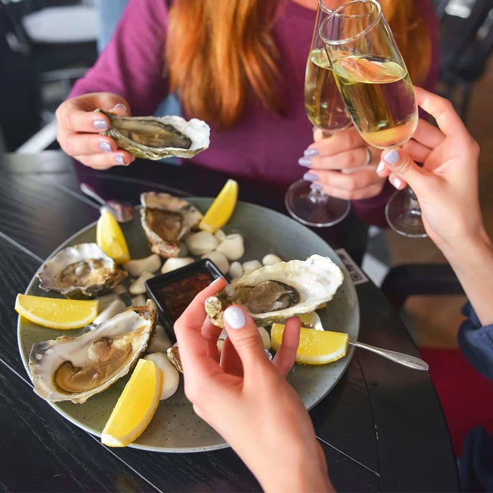 Premium Oyster Shucking Kit - 2 Stainless Steel Oyster Knives, 2 Cut-Resistant Level 5 Gloves & Cleaning Cloth - Professional Seafood Opener Set for Home & Restaurant Use - Perfect Gift for Seafood Lovers