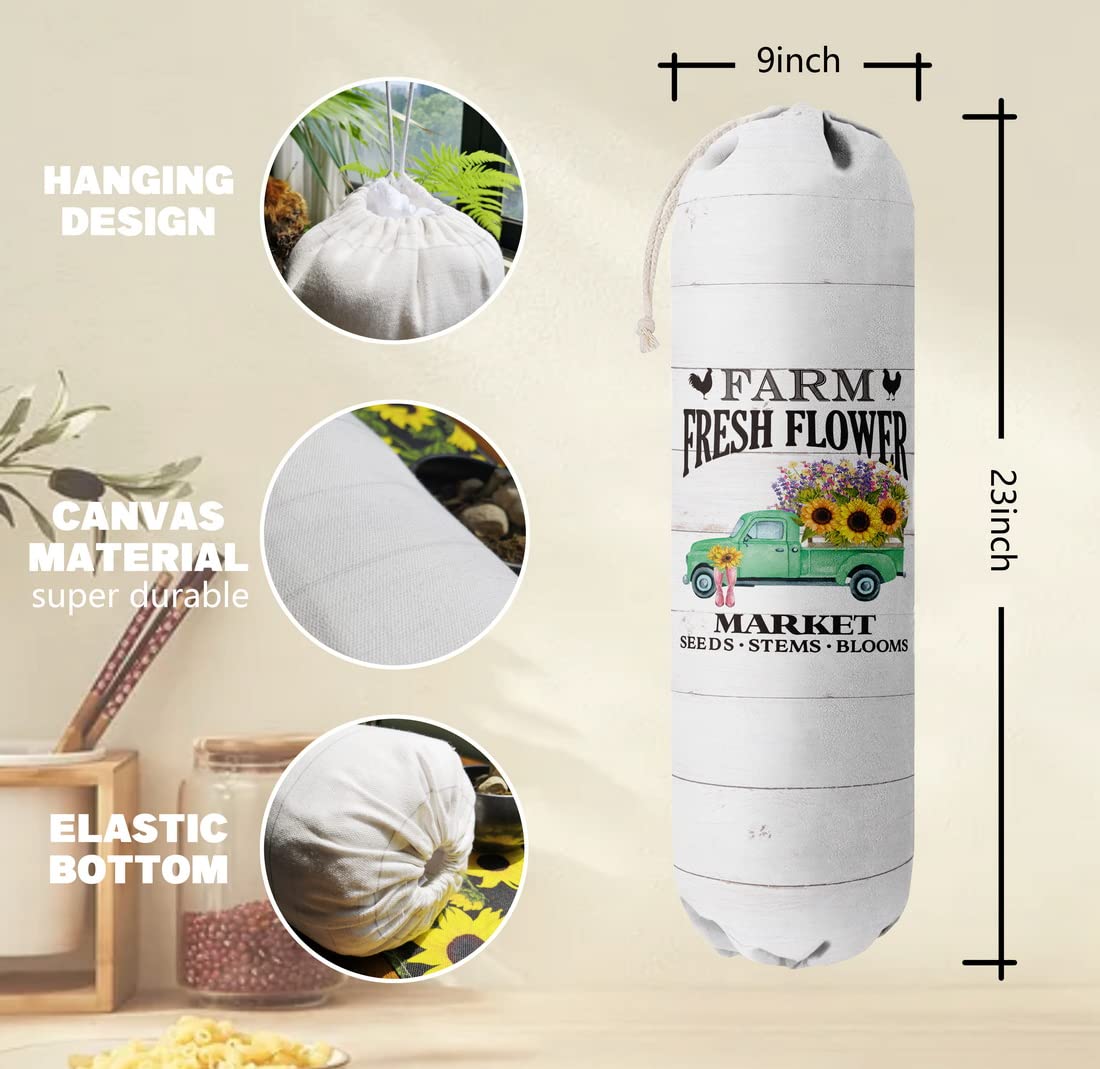 Plastic Grocery Bags Holder Organizer - Wall Mount Shopping Bag Storage Container & Dispenser for Kitchen, Pantry, Laundry Room - Perfect Housewarming Gift for Women, Mom, Grandma - Farmhouse Style Home Organization Solution