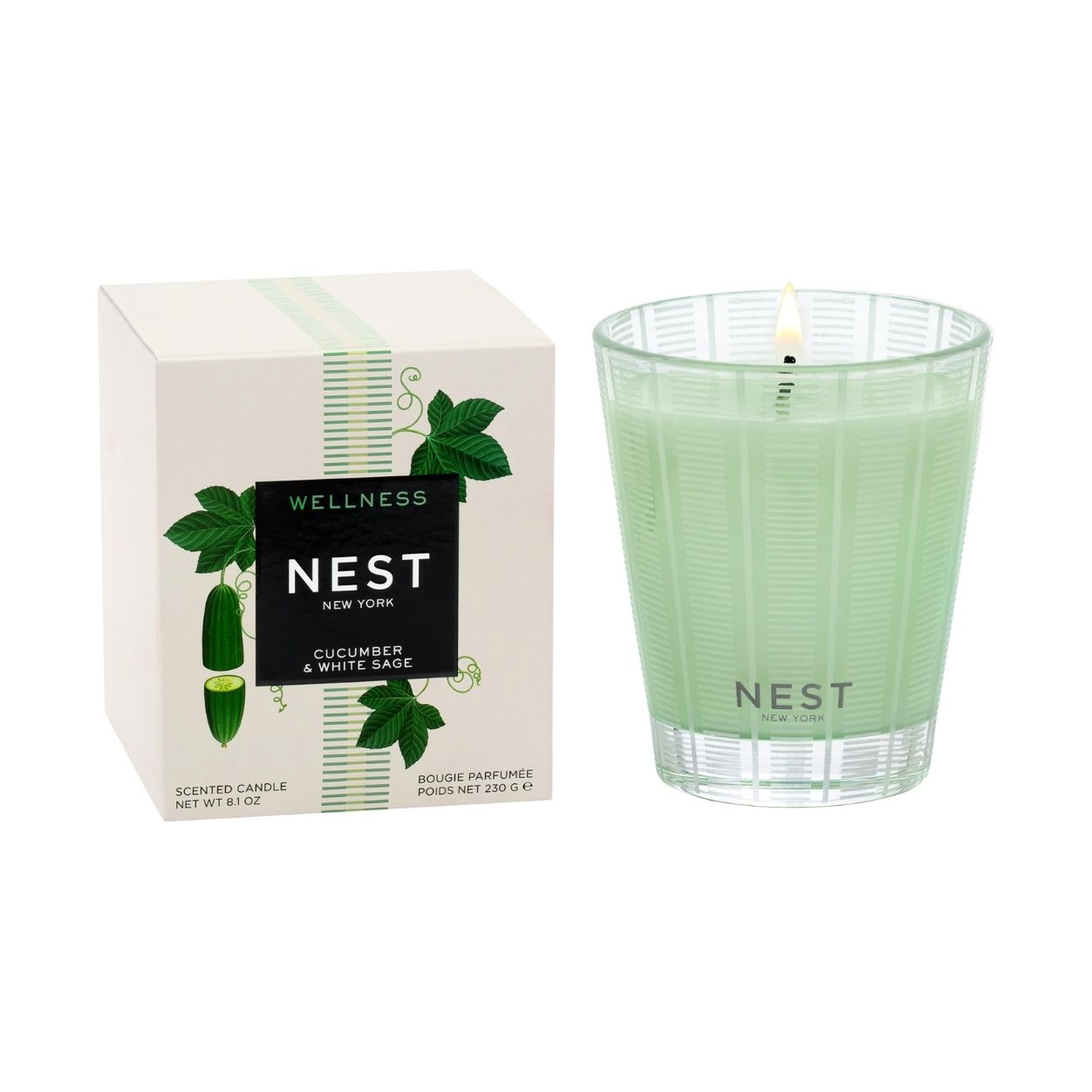 Organic Cucumber & White Sage Scented Soy Candle - Relaxing Aromatherapy for Home, Yoga & Meditation Spaces