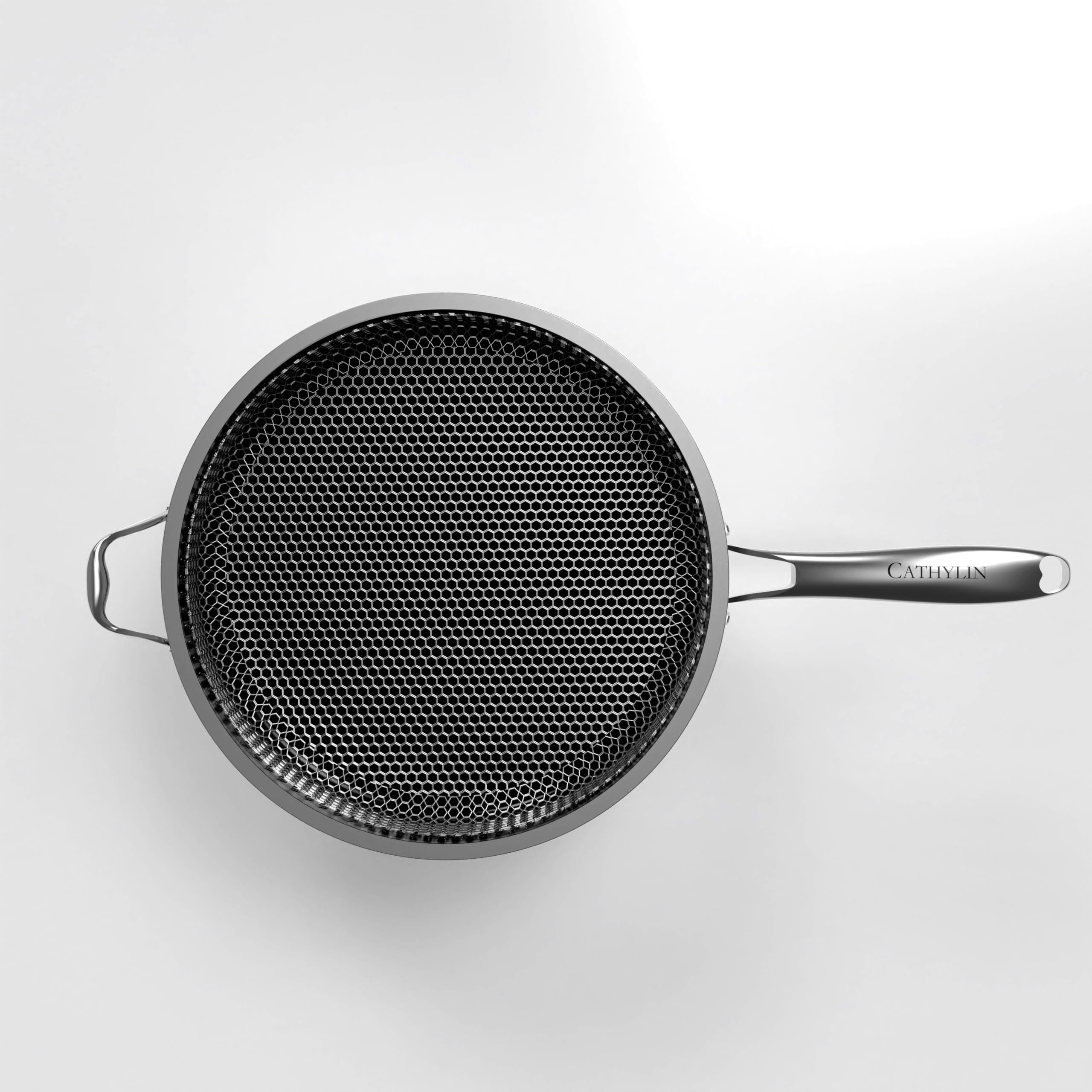 Premium 316L Stainless Steel 8QT Hexagon Nonstick Frying Pan with Lid - PFOA Free, Oven & Dishwasher Safe Wok - Ergonomic Single Handle Design for Professional Cooking - Perfect for Stir-Frying, Sautéing & Family Meals