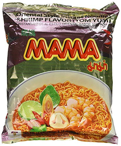 **30-Pack MAMA Tom Yum Shrimp Flavor Instant Noodles (2.12oz Each) – Quick & Delicious Meal for Office, Dorm, or Travel**