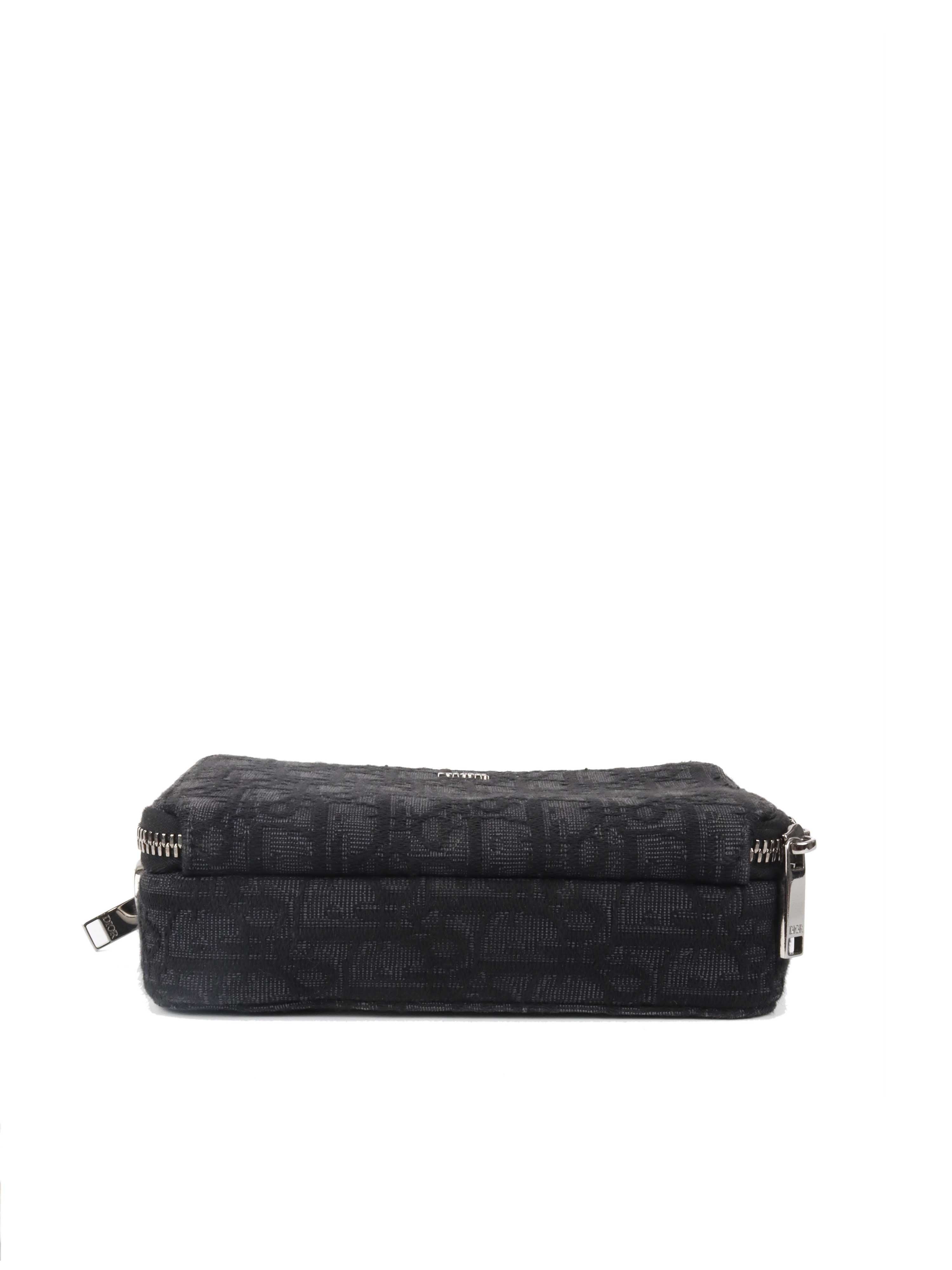 Dior Oblique Jacquard Pouch with Adjustable Strap - Black Luxury Crossbody Bag for Women | Perfect for Everyday Use, Travel & Special Occasions