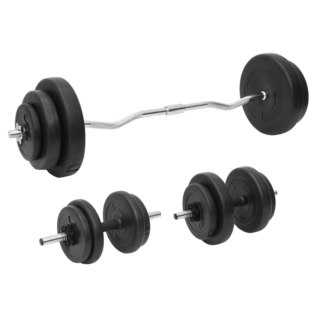 VidaXL 60kg Barbell and Dumbbell Set with Weight Plates - Home Gym Equipment for Strength Training & Weightlifting Workouts