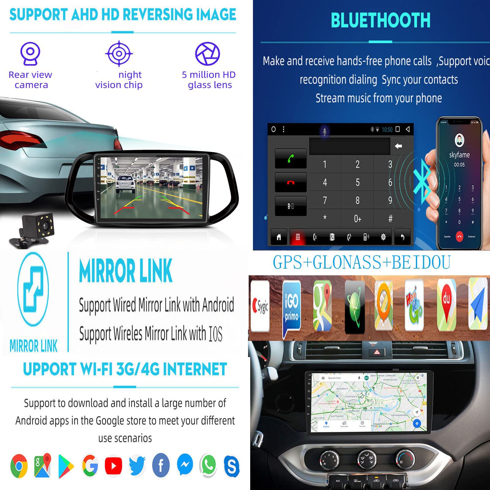 KBCOOL Android 8 Core 2 Din Car Stereo for Hyundai Tucson 2015-2018 - 4G+WiFi, 4GB RAM 64GB ROM, IPS Touch Screen, GPS Navigation, Bluetooth, CarPlay, Mirror Link, DSP - Perfect for Road Trips & Daily Commuting