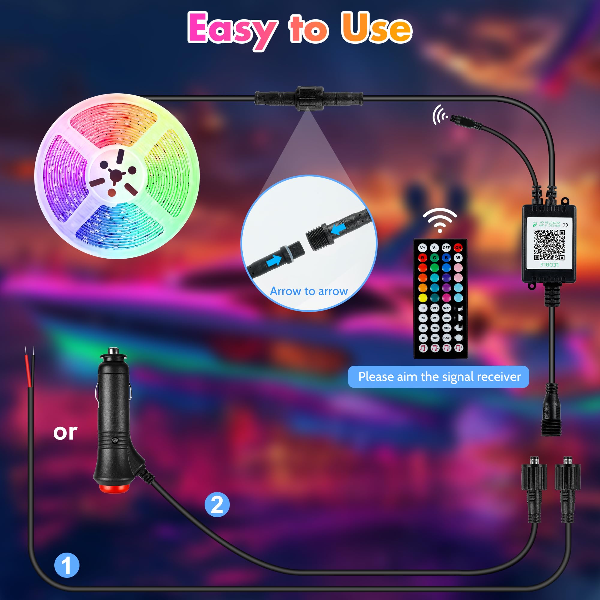 Smart LED Boat Strip Lights 16.4ft RGB IP68 Waterproof - for Marine Interior & Night Fishing