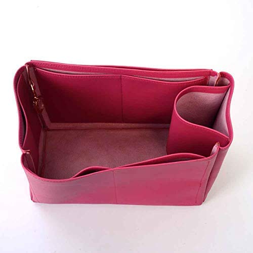 Stylish Vegan Leather Handbag Organizer in Fuchsia Pink - Perfect Fit for Louis Vuitton Neverfull MM & Other Designer Totes | Travel, Work & Daily Use Organizer