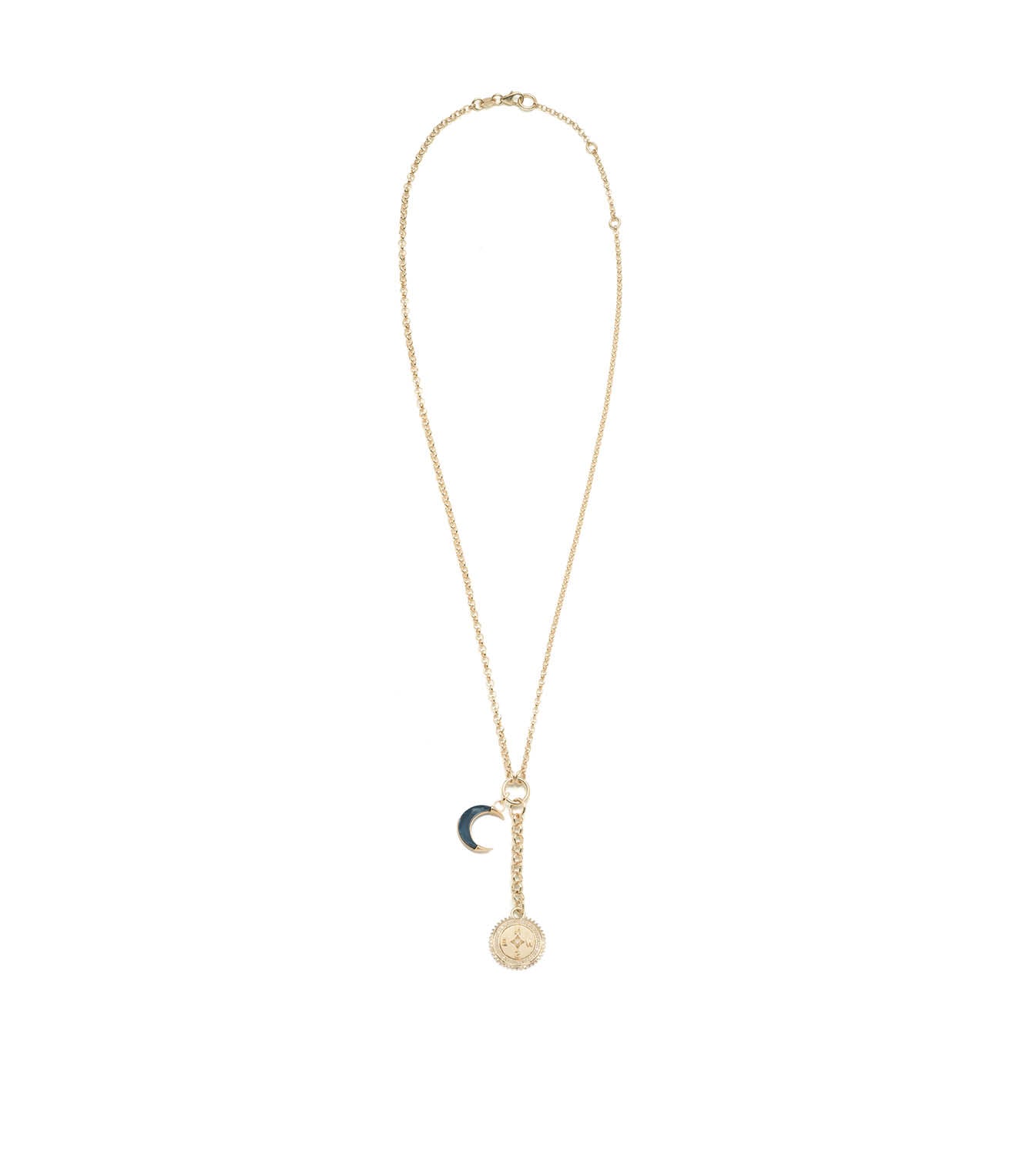 Gemstone Crescent & Internal Compass Necklace - Small Mixed Belcher Chain Extension | Perfect for Boho Jewelry, Spiritual Gifts & Everyday Layering