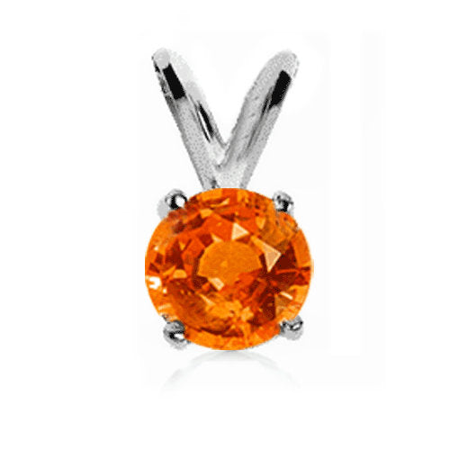 14K Solid White or Yellow Gold Natural Blue, Yellow, Padparadscha Sapphire 4mm Round Dangle Pendant Solitaire VS Clarity - Elegant Jewelry Gift for Women, Perfect for Weddings, Anniversaries & Special Occasions