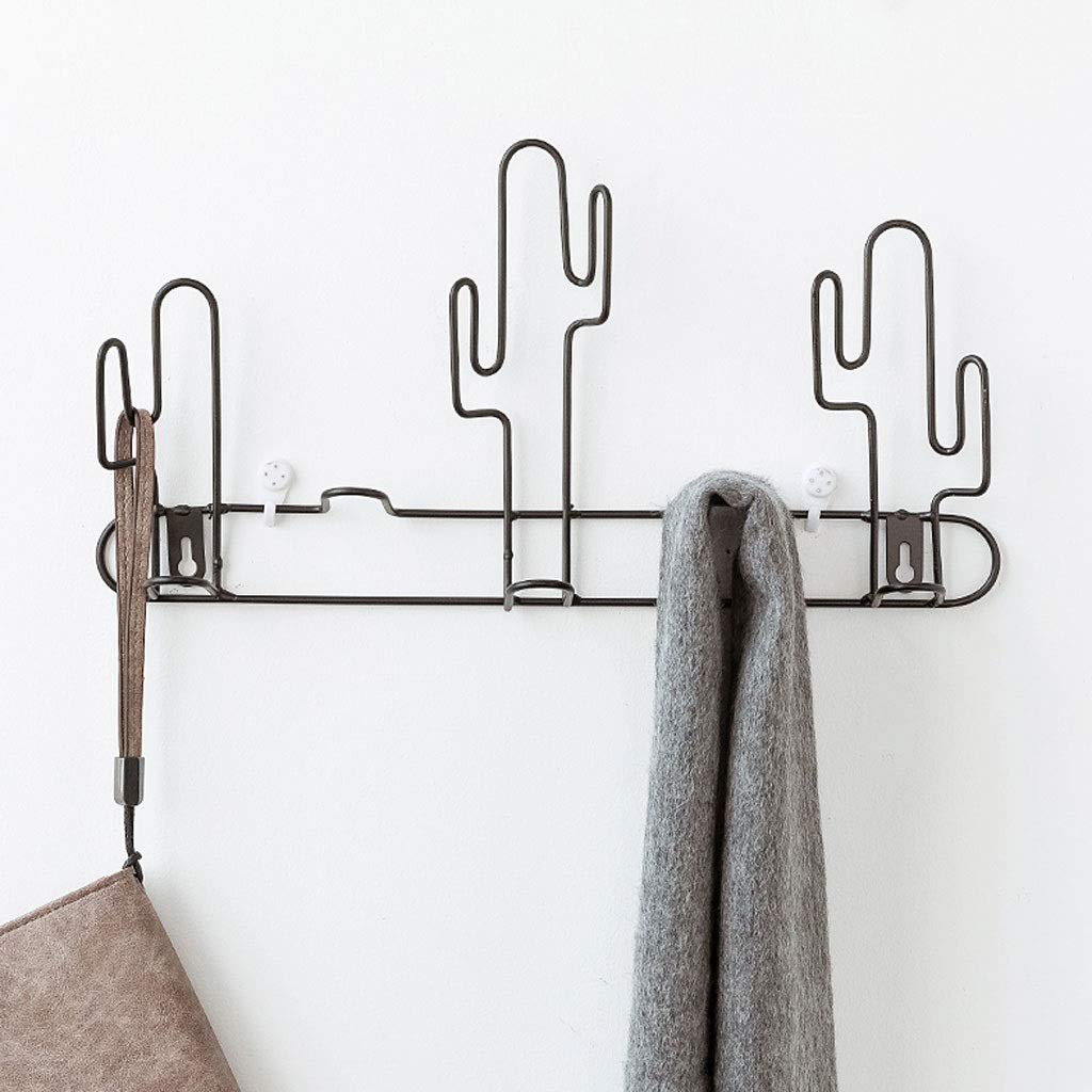 Stylish Iron Cactus Wall Hooks - Decorative Coat & Key Hangers for Home Organization | Perfect for Entryway, Bedroom & Bathroom | Black Wall Mounted Hooks for Coats, Bags & Clothes