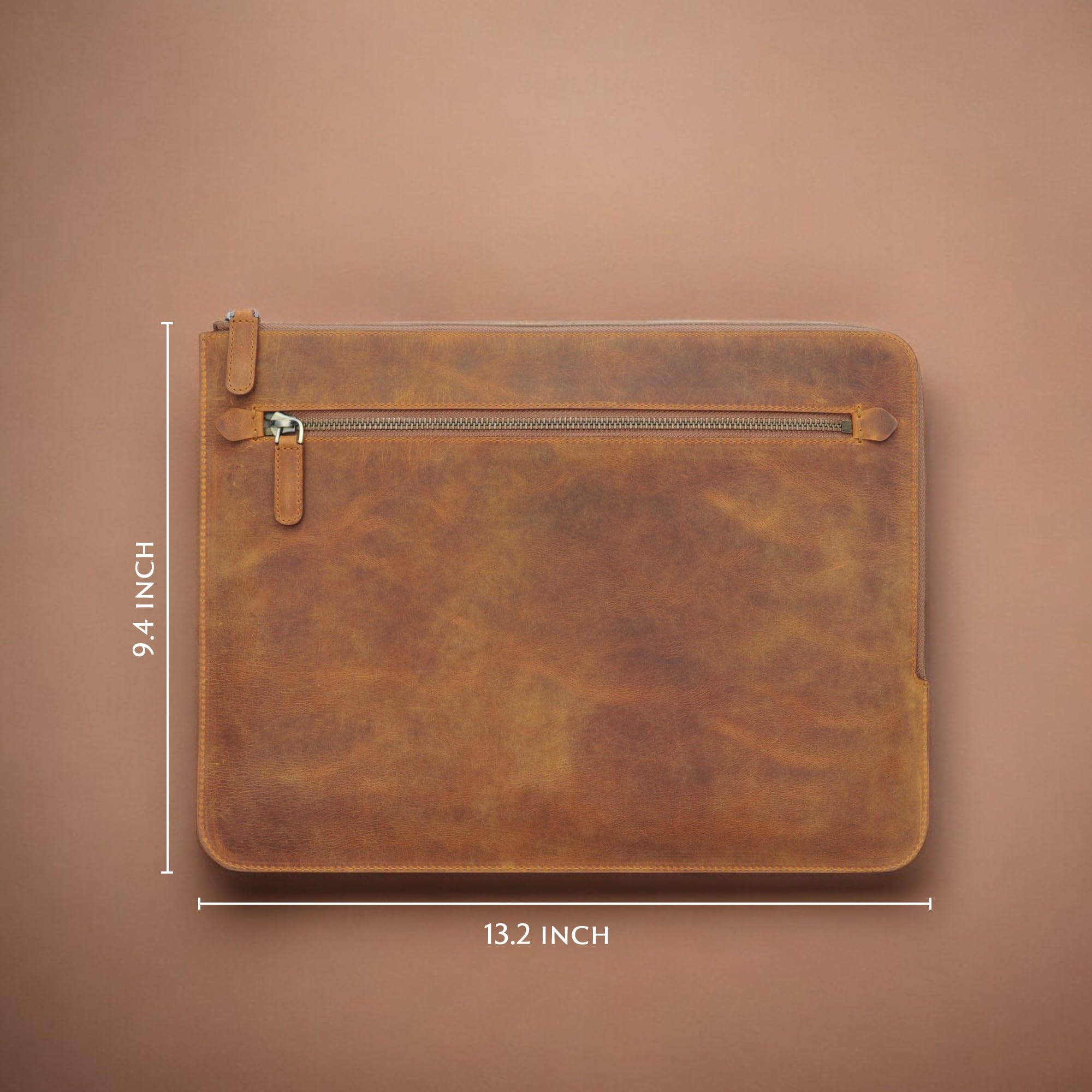 Handmade Genuine Leather MacBook Sleeve Case for MacBook Air 13/15 & Pro 14/13.3 inch - Slim Fit Protective Laptop Cover with Personalization Option in Camel Brown | Perfect for Work, Travel & School Accessories