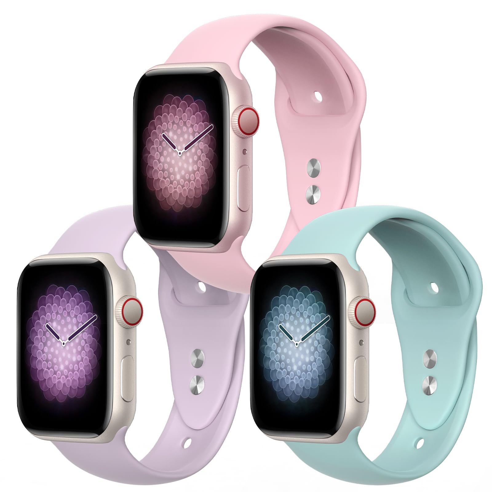 HQSBEST 3 Pack Sport Bands for Apple Watch - Soft Silicone Strap Compatible with 38mm 40mm 41mm 42mm 44mm 45mm 49mm - Durable & Waterproof Watch Band for iWatch Ultra SE Series 8 7 6 5 4 3 2 1 - Perfect for Gym, Running, Swimming & Daily Wear