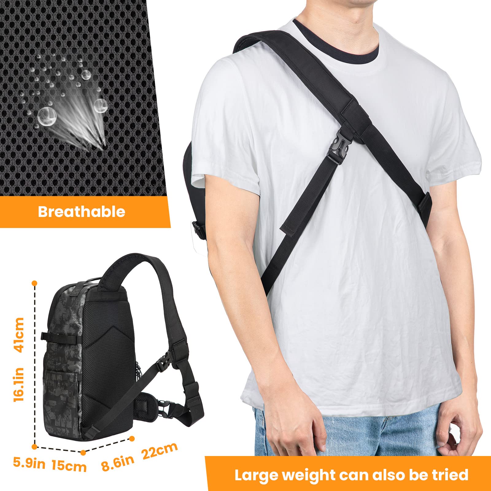 **TARION TR-S Waterproof Camera Shoulder Bag - Travel Photography Backpack with Rain Cover, Black & Grey, Small Daypack for DSLR & Mirrorless Cameras - Perfect for Hiking, Travel & Outdoor Photography**