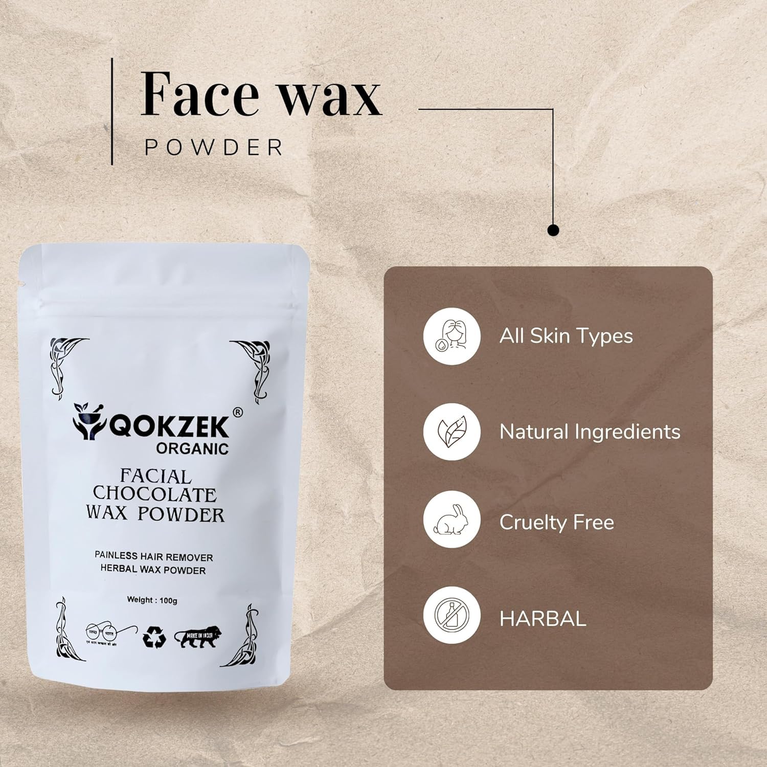 DD Radiant Skin Facial Wax Powder for Hair Removal - 100% Natural Herbal Formula | Painless & Gentle for Sensitive Skin | Zero Irritation & No Side Effects | 100g Pack | Perfect for Salon, Spa & At-Home Beauty Care