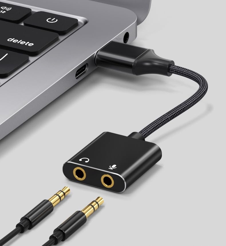 USB Sound Card Adapter with 3.5mm Jack - External Audio Adapter for Windows, Mac, Linux PC, Laptops, Desktops & PS4 - Compatible with Headsets & Speakers (Black) - Perfect for Gaming, Online Meetings & Music Listening