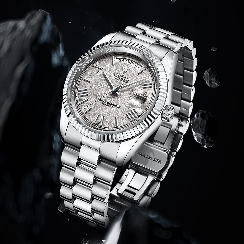CADISEN Men's Automatic Mechanical Watch with MIYOTA 8285 Movement | Sapphire Crystal Glass | 50M Waterproof | Casual Dress Watch for Business, Office & Everyday Wear