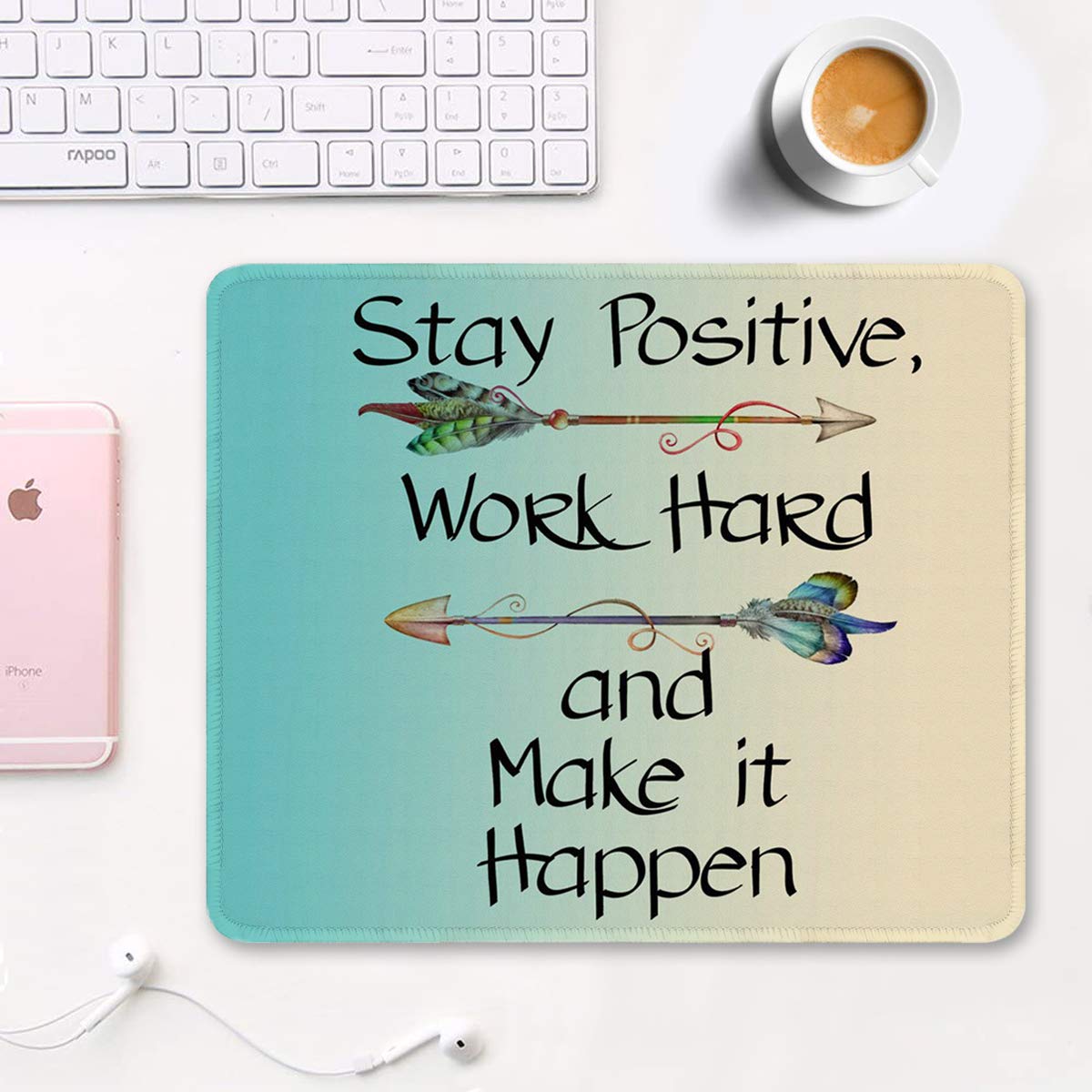 Premium Non-Slip Mouse Pad 12x10 Inch - Thick Rubber Gaming Mouse Mat with Stitched Edges, Waterproof & Cute Pattern Design for Office, Work, Computer - Perfect for Gamers & Professionals (Inspirational Quotes)