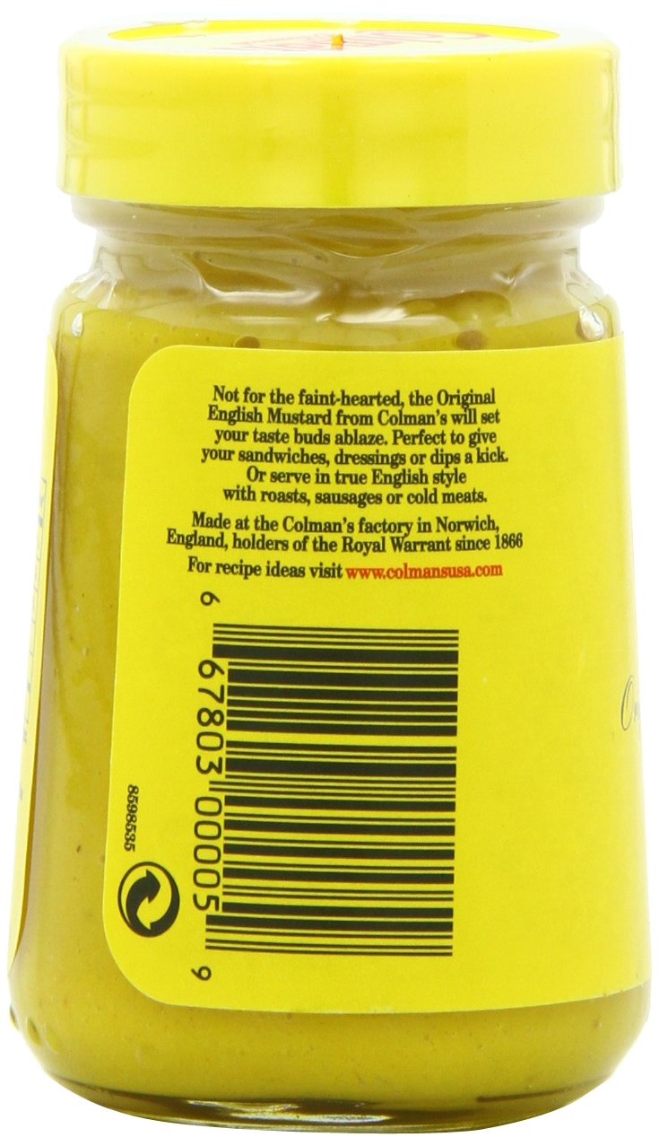 Colman's Original English Mustard - 6 Pack (3.53 oz Jars Each) | Premium Prepared Mustard for Sandwiches, Hot Dogs & Cooking | Perfect for BBQs, Picnics & British Recipes